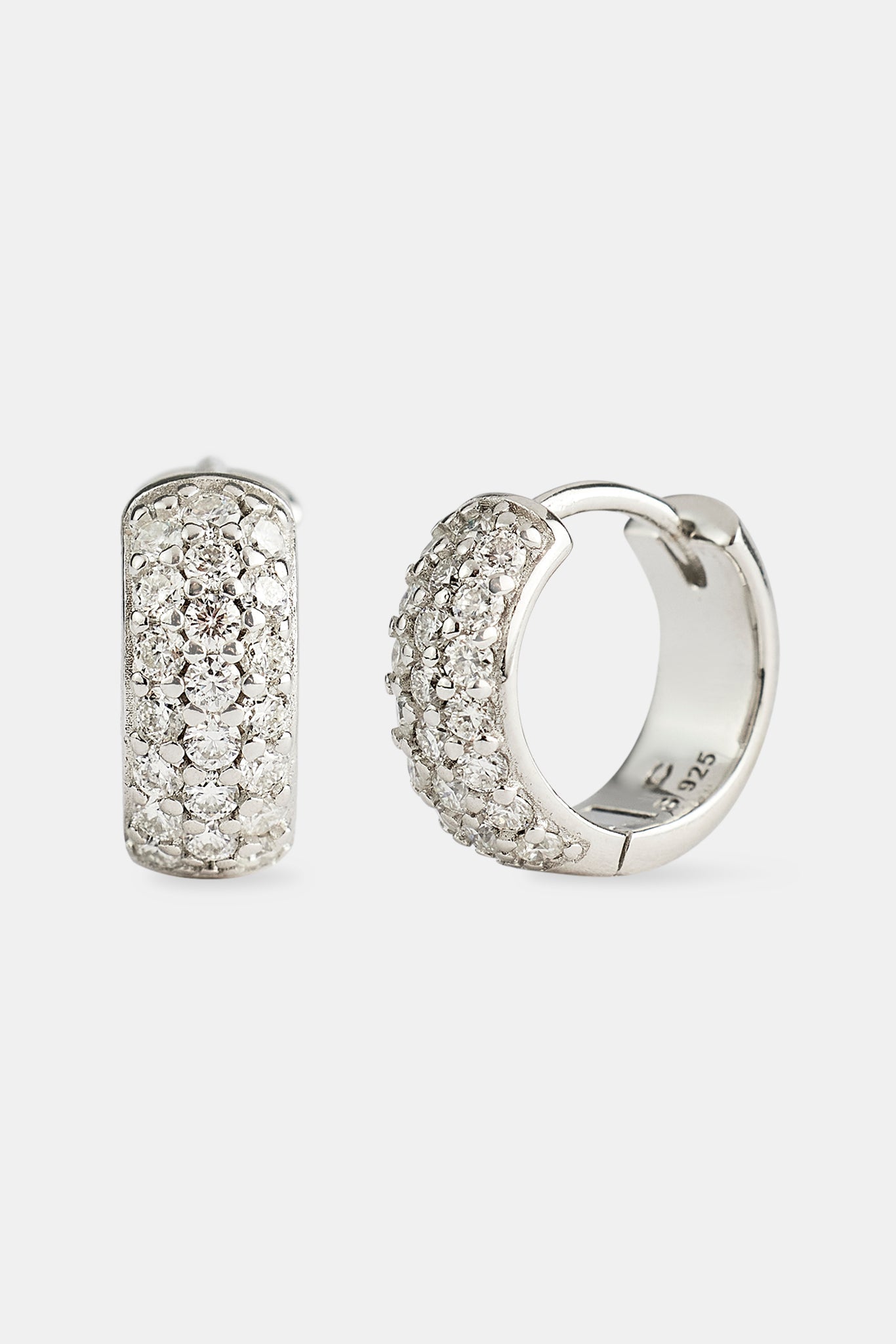 Moissanite Pave Huggie Earrings - 12mm