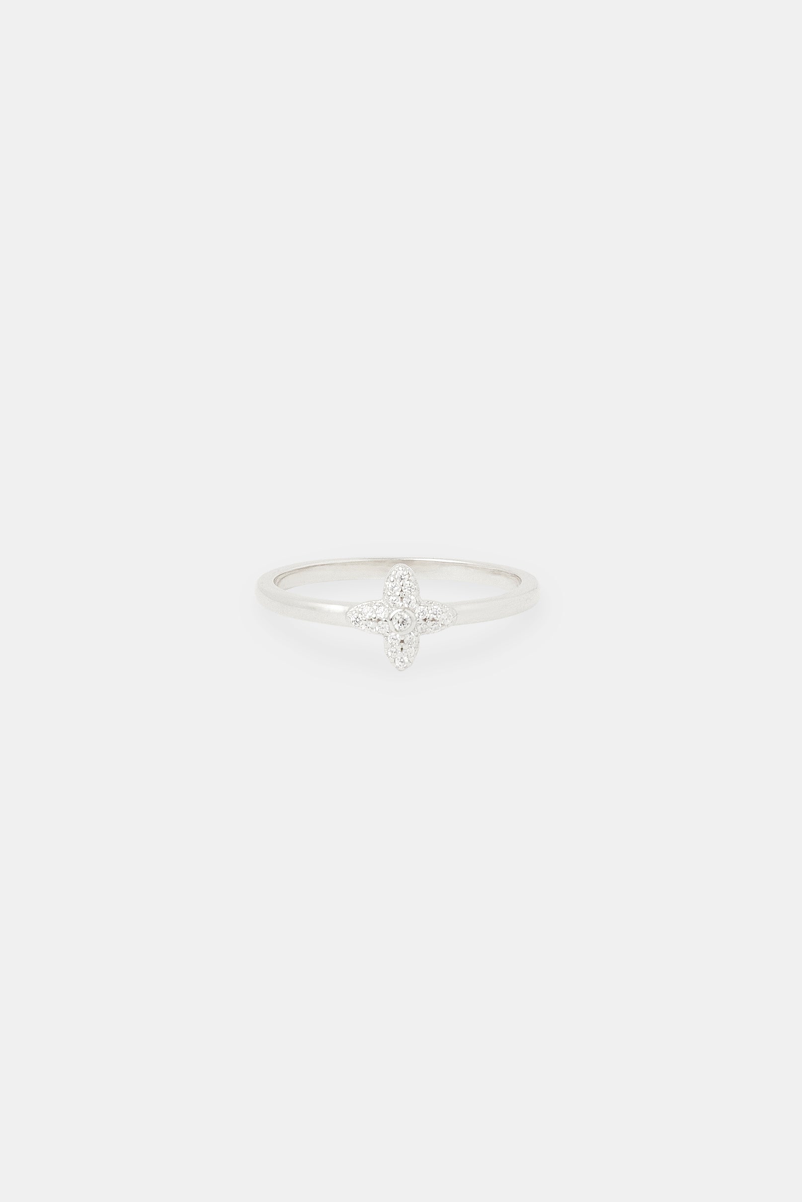 8mm Iced Pave Motif Ring - White