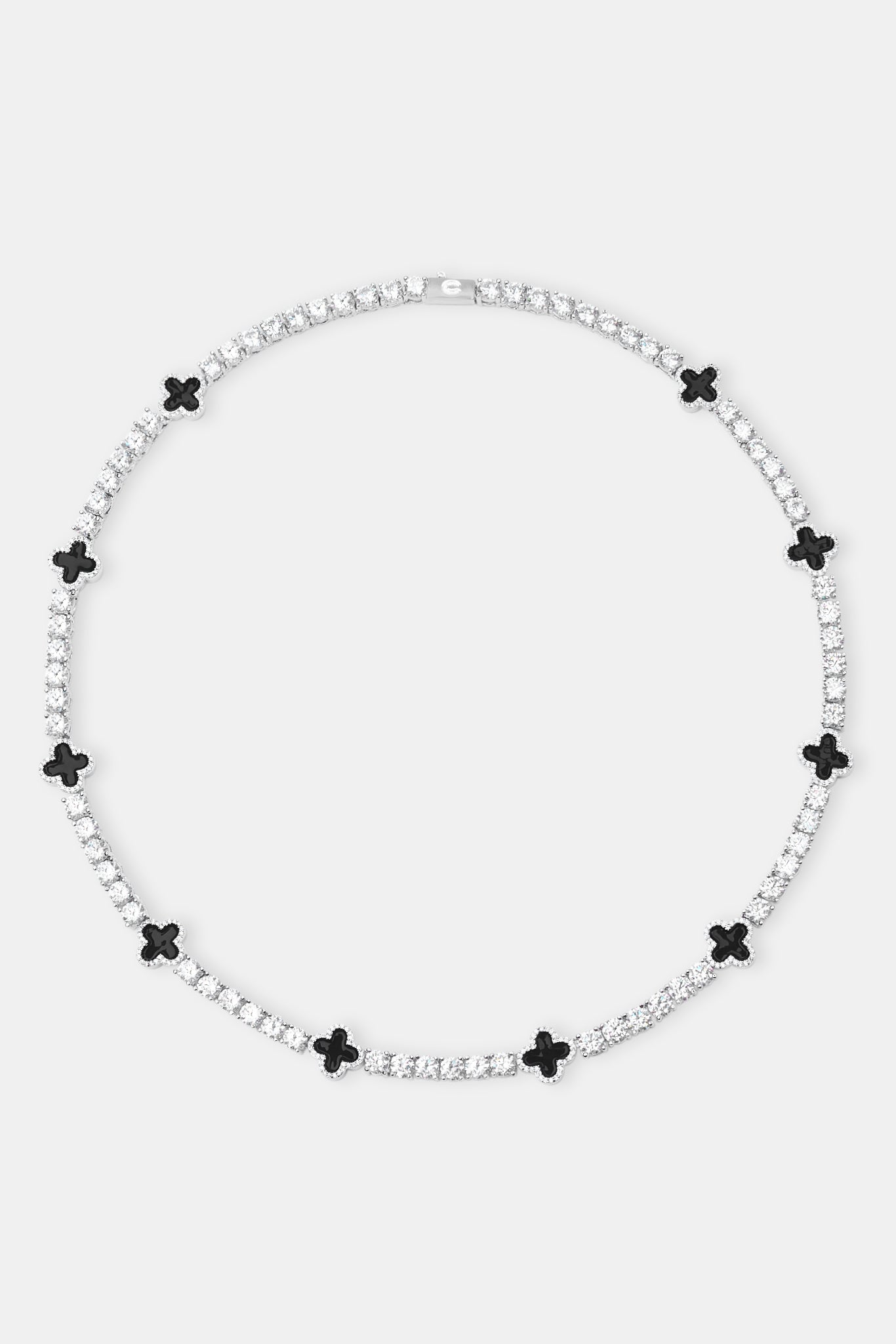 Black Motif Tennis Chain - White 5mm
