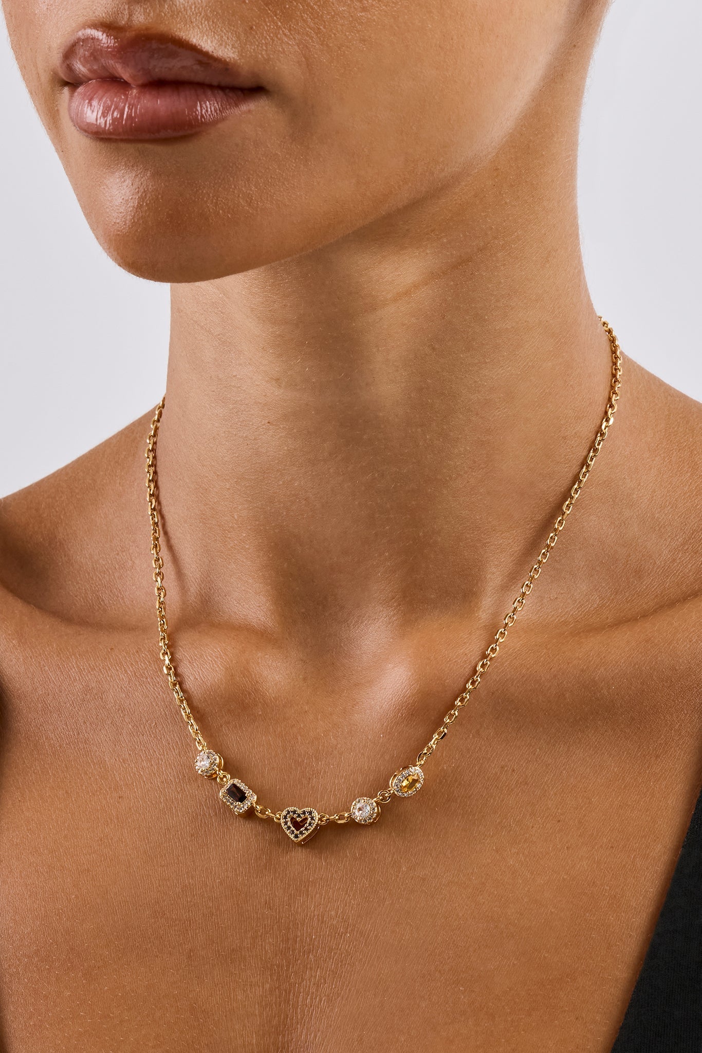 Chocolate Heart Multi Gemstone Necklace - 6mm