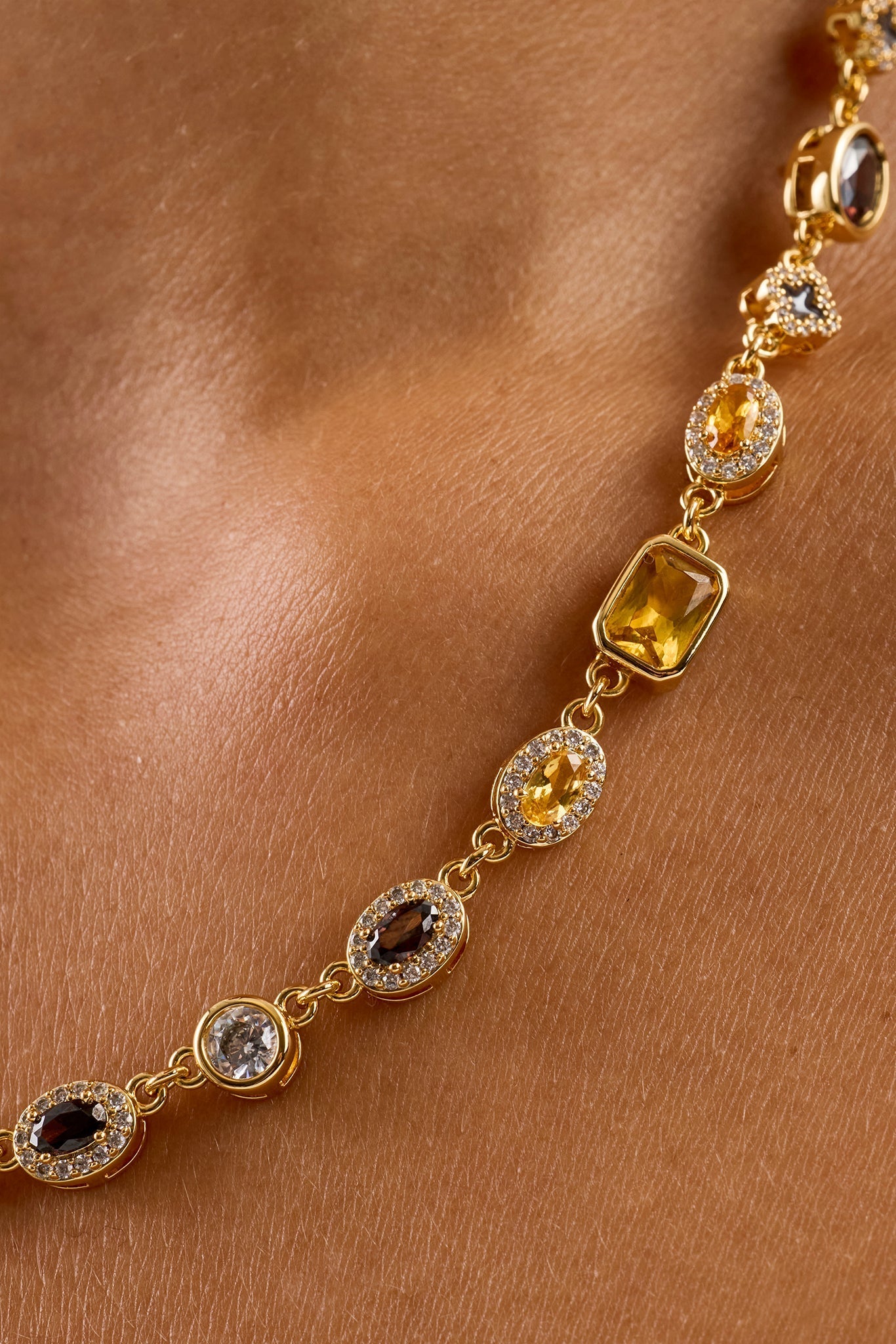 Chocolate Motif Multi Gemstone Chain - 6mm