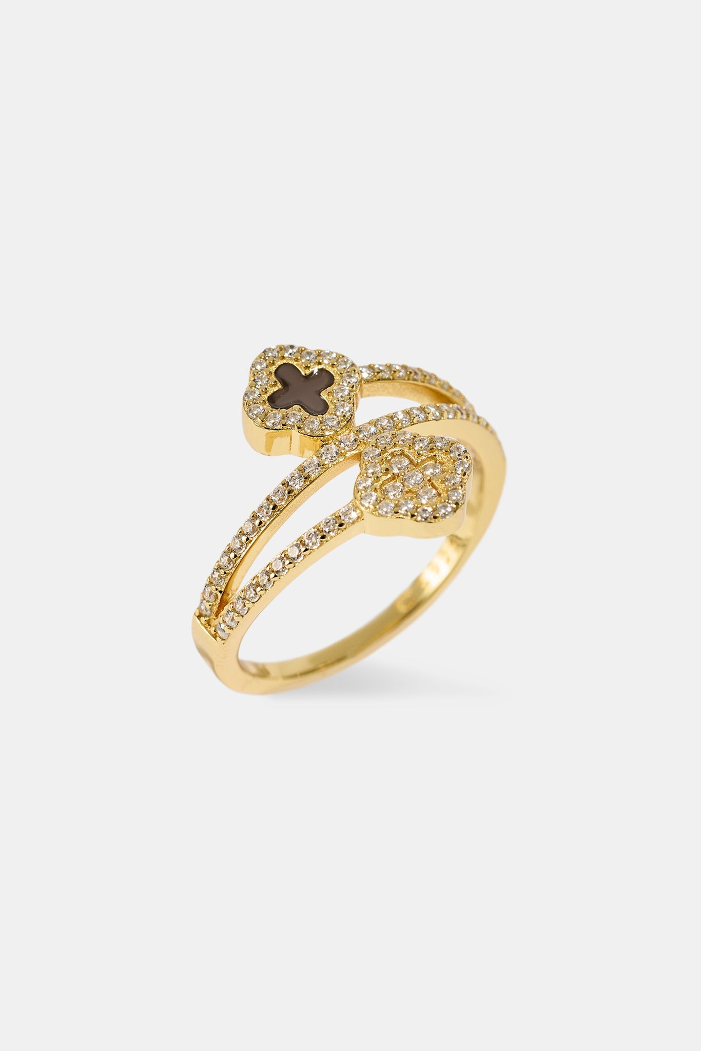 Iced and Chocolate Enamel Motif Twist Ring - 15mm