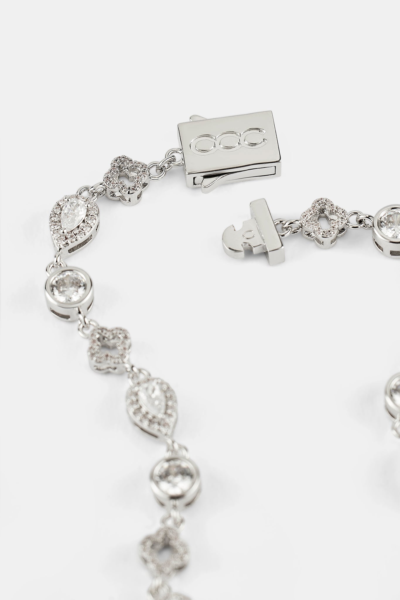 Motif & Clear Gemstone Bracelet - 6mm