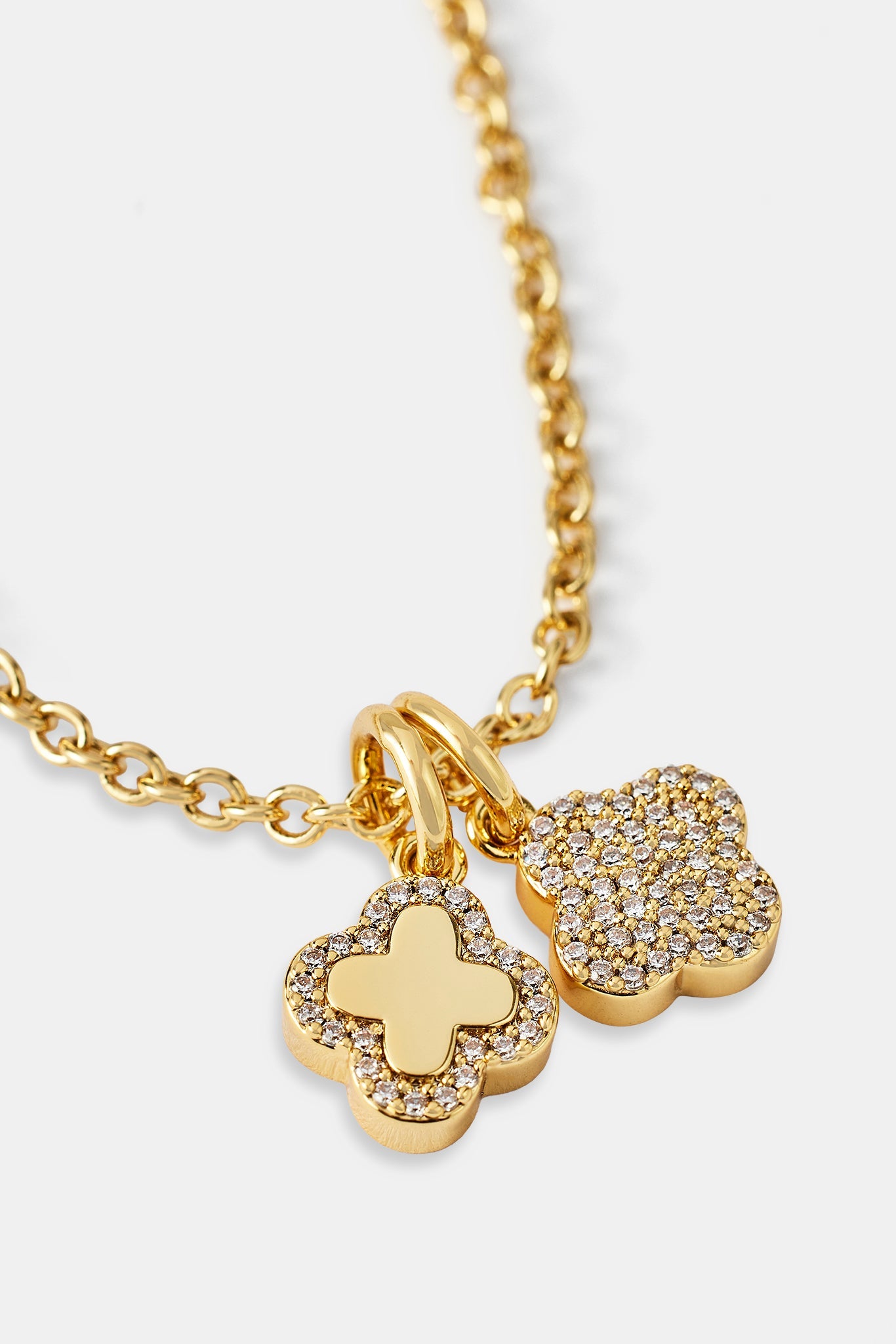 Double Motif Pendant Necklace - 10mm - Gold