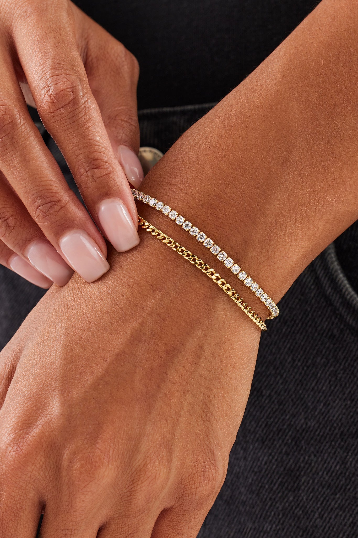 Double Layer Micro Tennis & Cuban Bracelet - 2.5mm