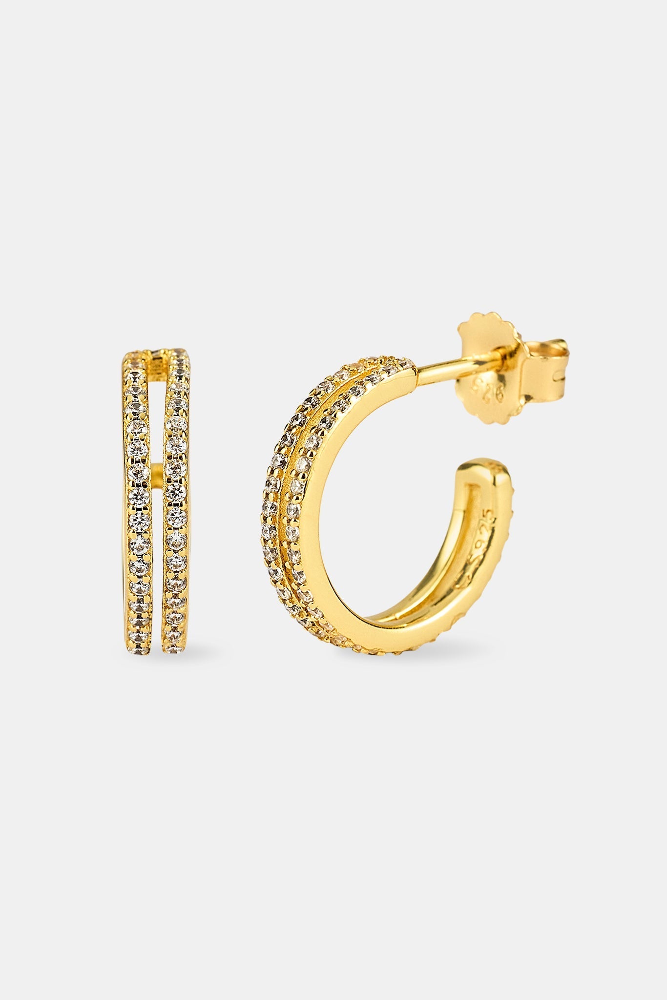 Double Row Tennis Hoop Earrings - 15mm