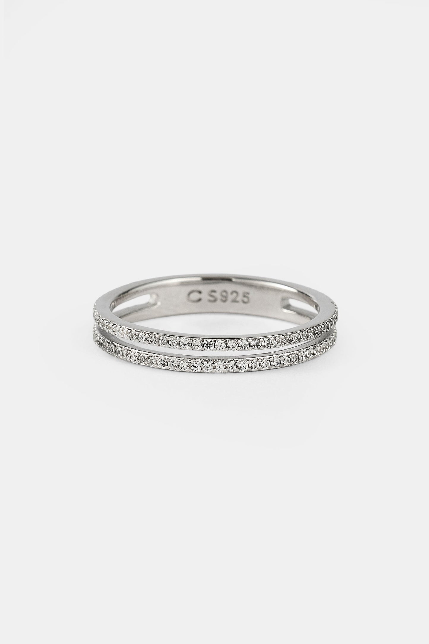 Double Row Micro Tennis Ring - 2.5mm - White
