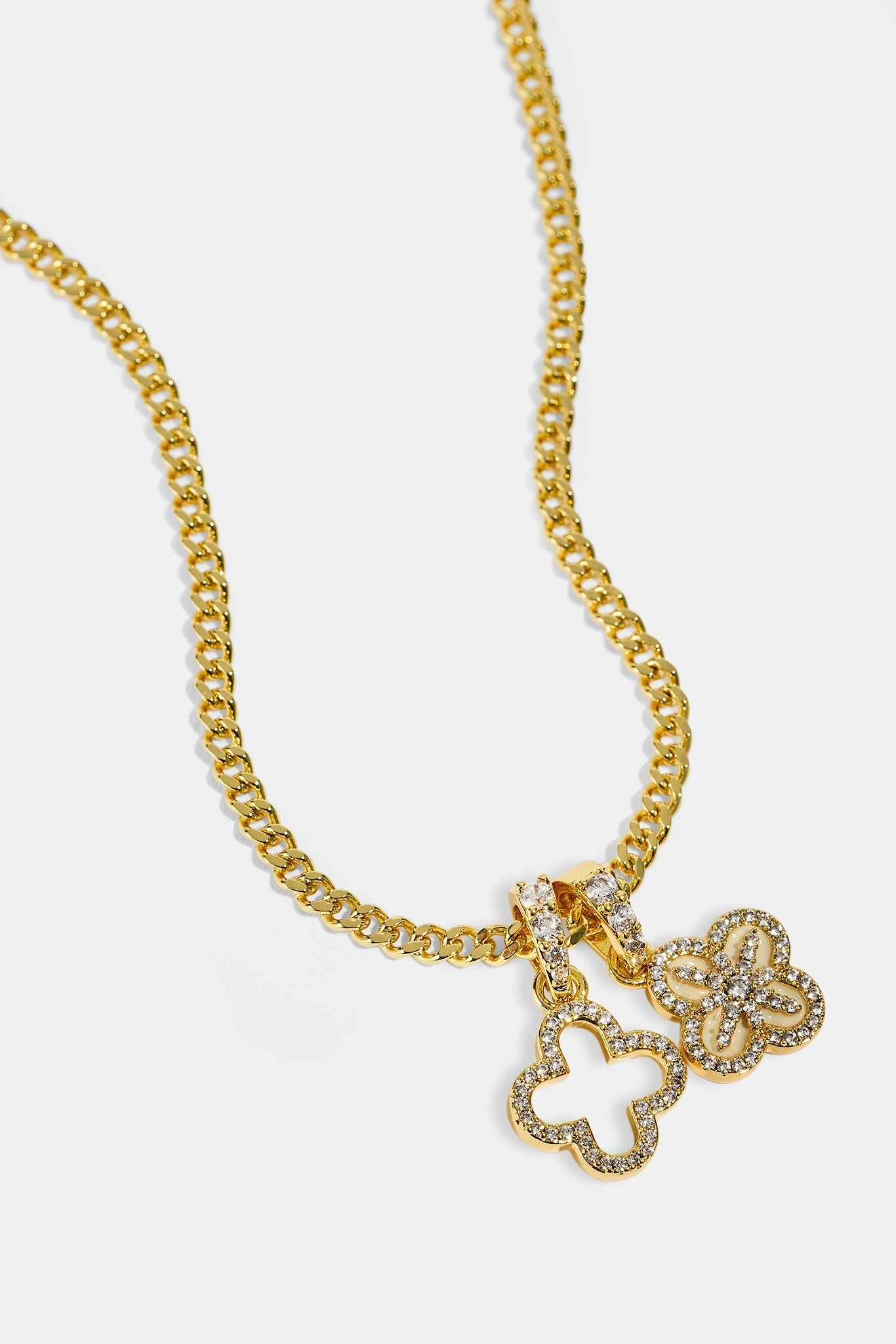 Double Star Motif Necklace - 8mm - Gold