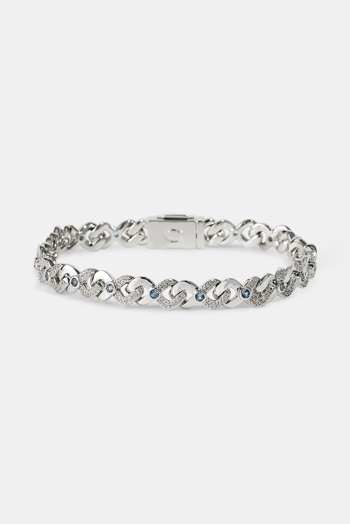 Iced Blue Stone Infinity Bracelet - 6mm