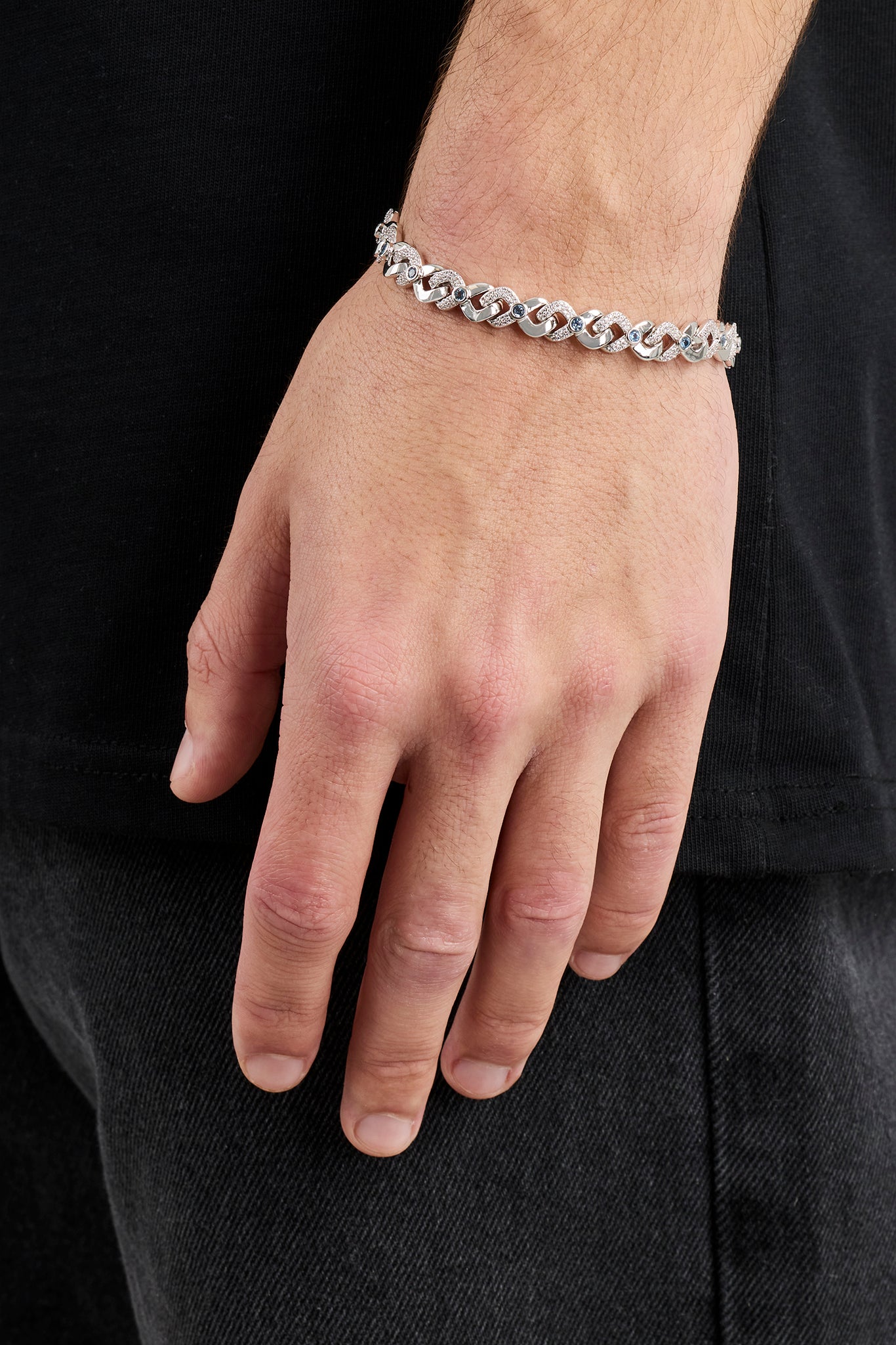 Iced Blue Stone Infinity Bracelet - 6mm