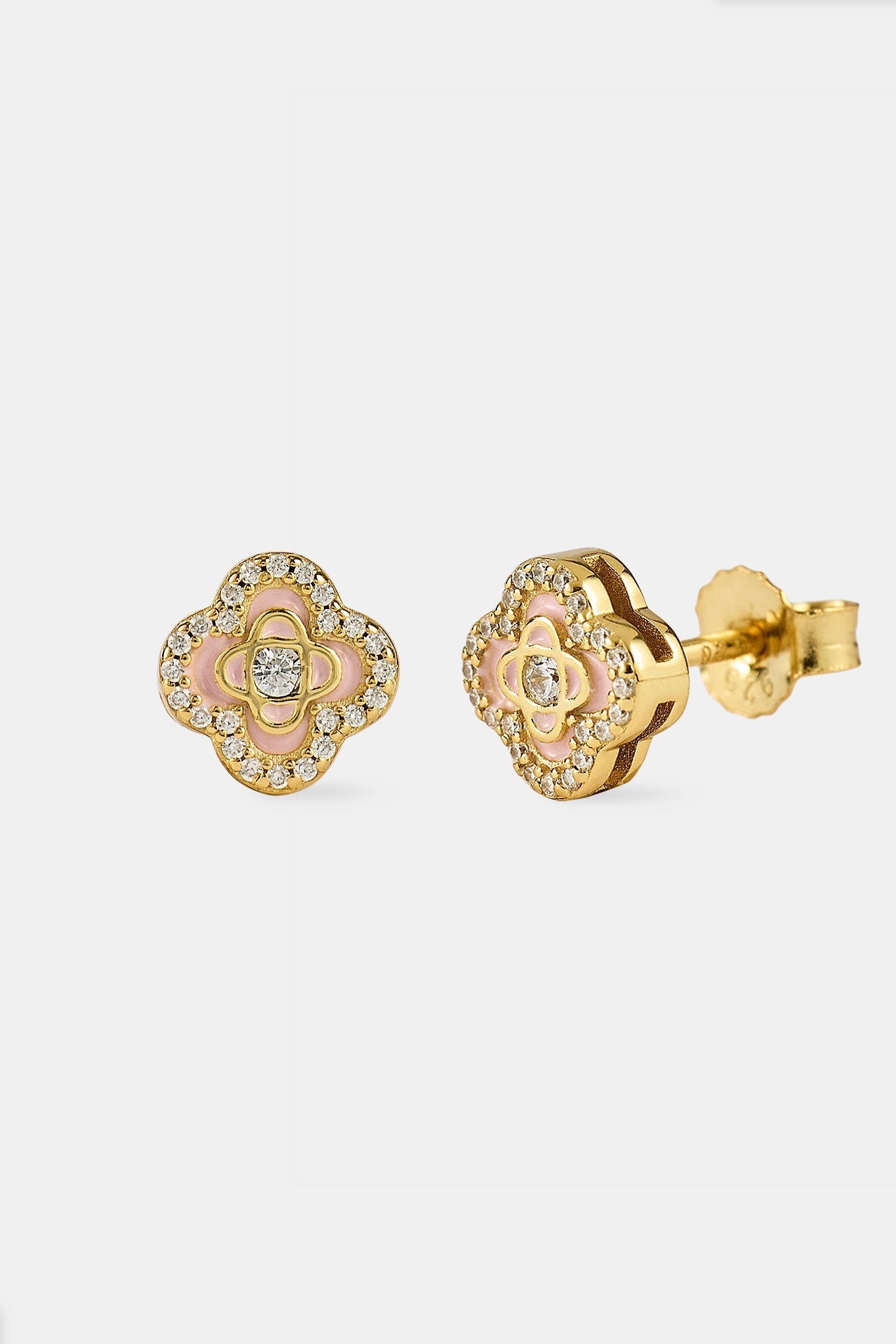 Iced Enamel Stud Earrings - 10mm - Gold