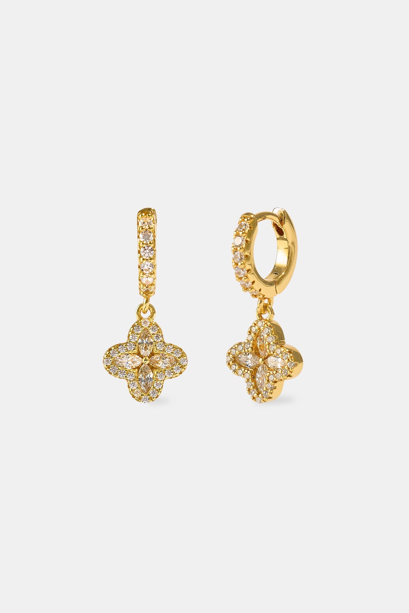 Iced Mother Of Pearl Drop Earrings - 10mm - Gold
