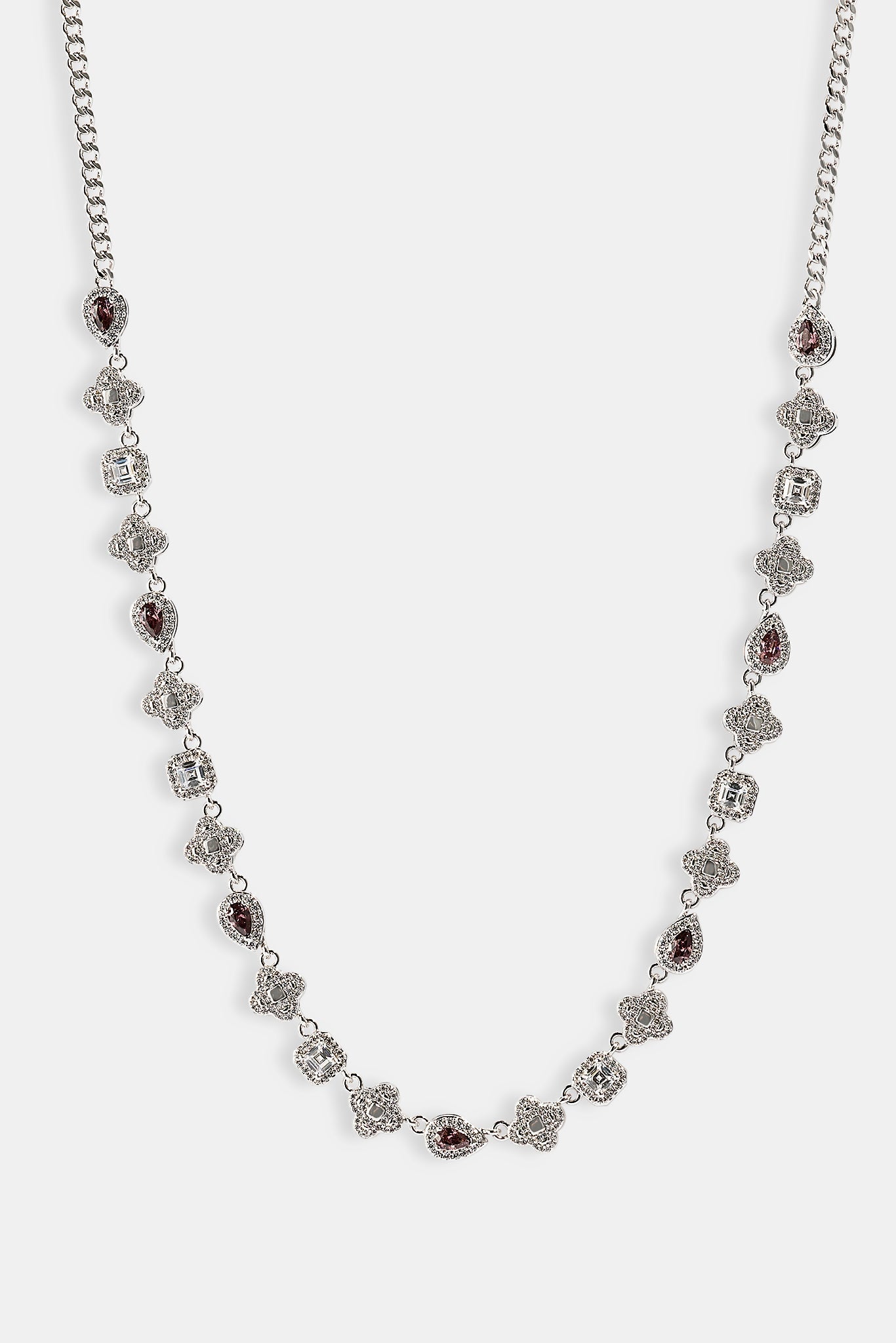 Iced Pink Multi Gemstone Cuban Chain - 3mm