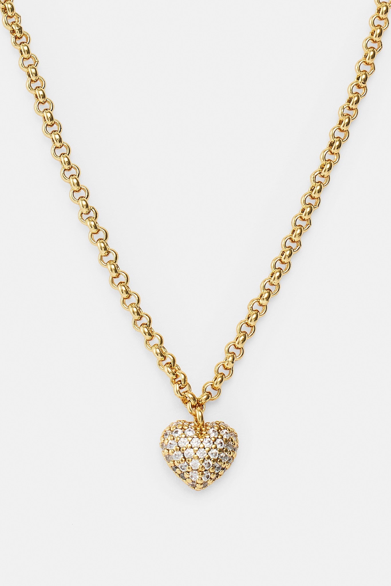 Iced Pave Heart Micro Necklace - 6mm - Gold