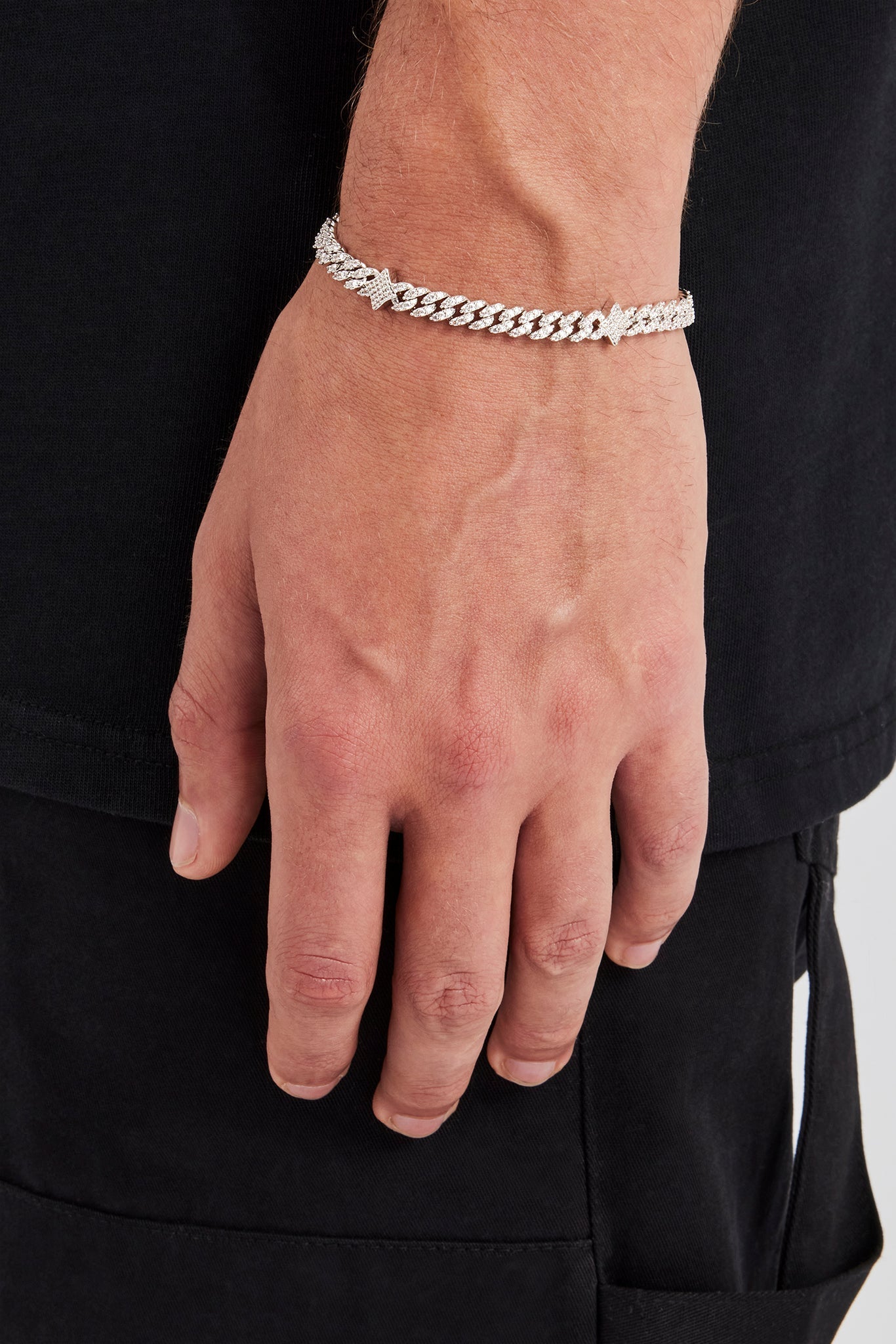 Iced Star Cross Cuban Bracelet - 5mm