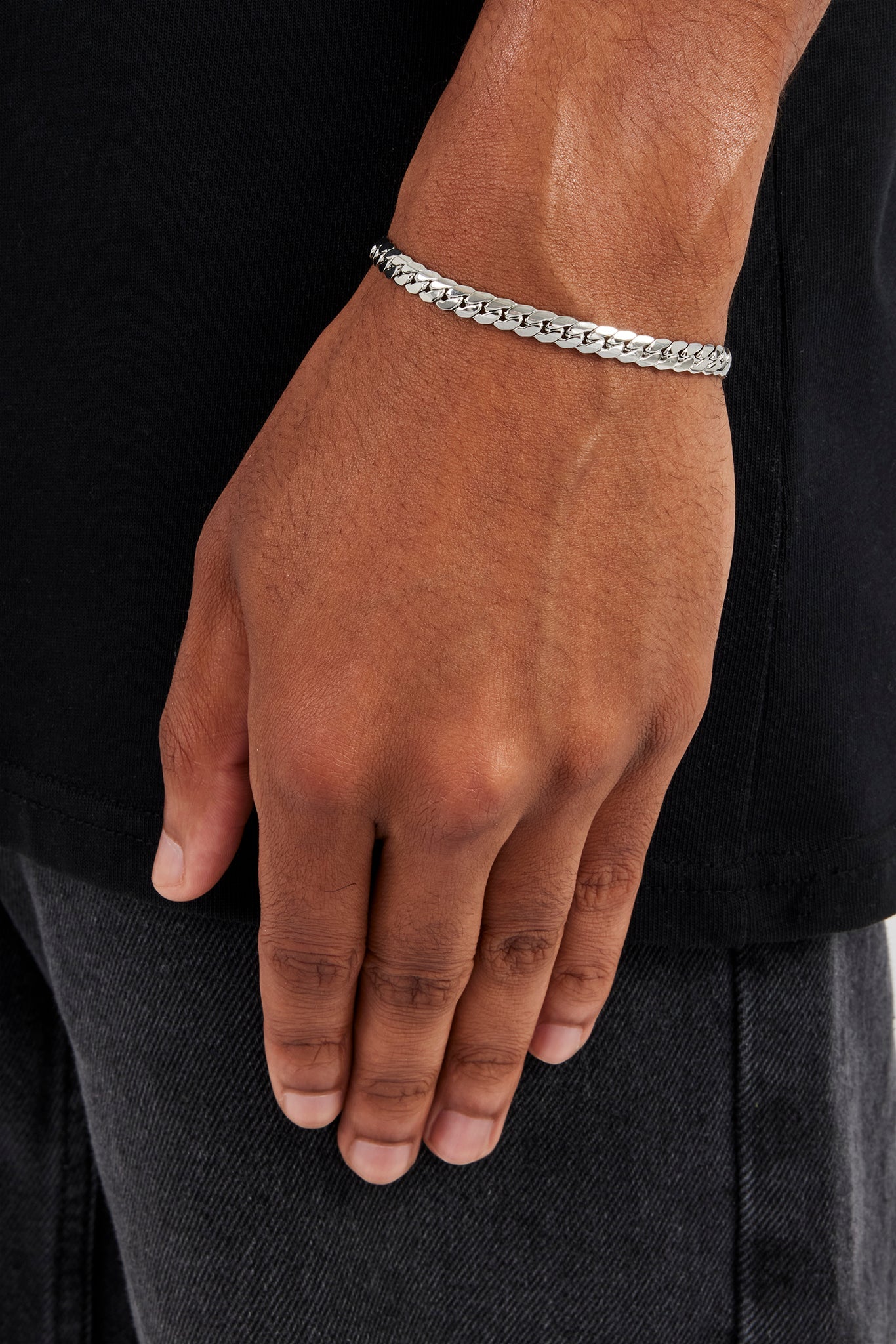 Polished Flat Cuban Bracelet - 5mm