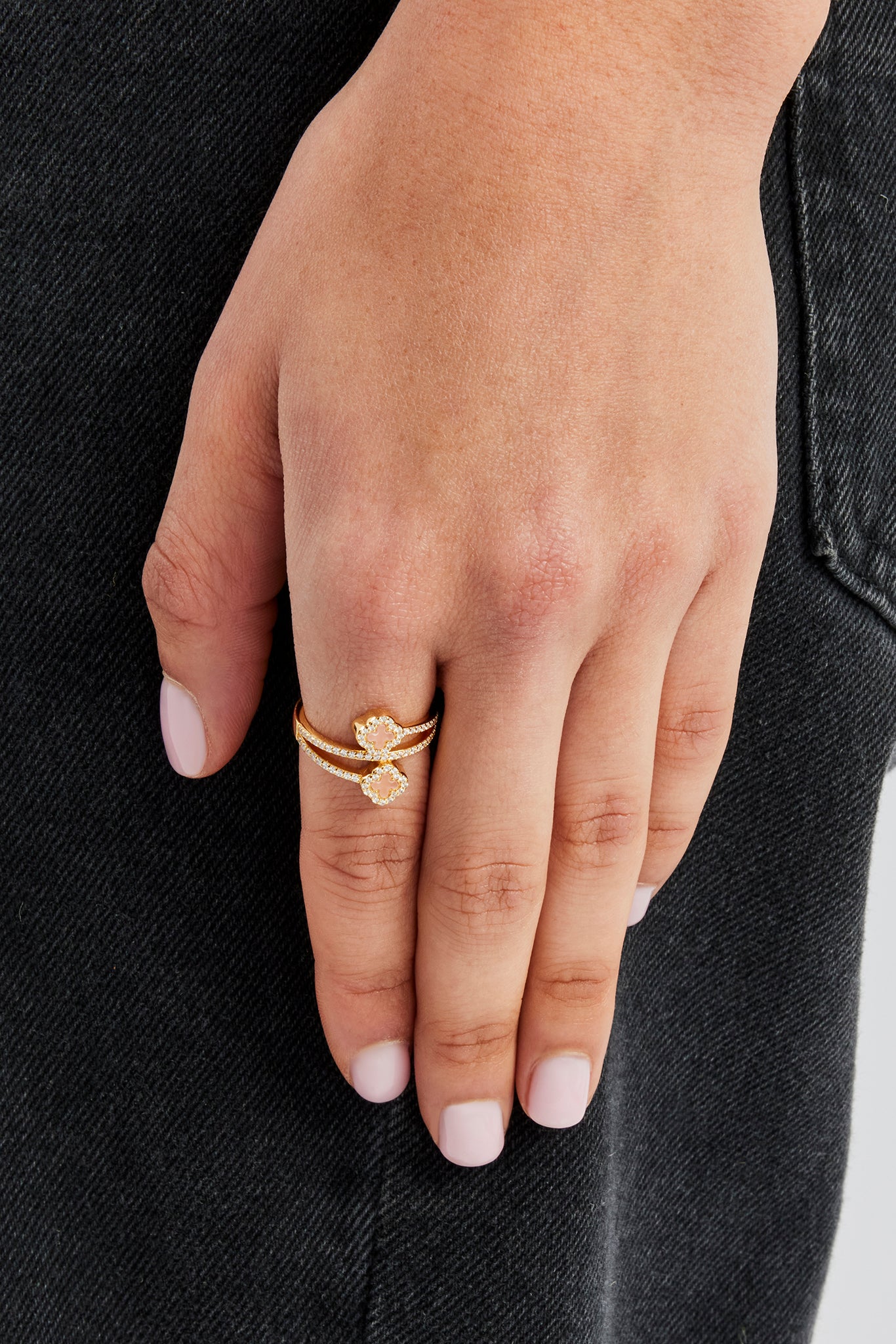 Pink Agate Motif Twist Ring - 15mm