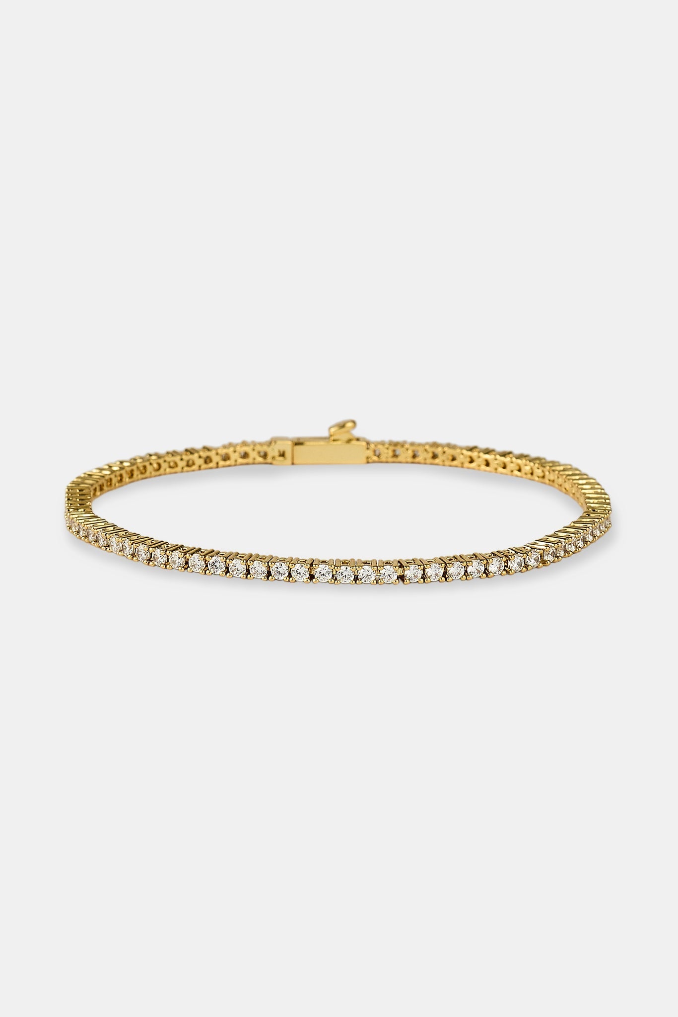 Clear CZ Tennis Bracelet - 2mm - Gold