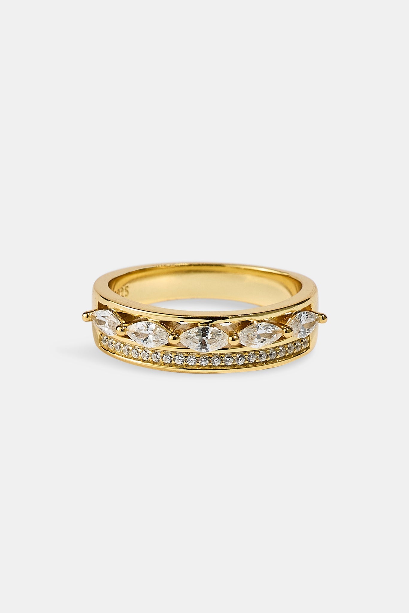 Triple Row Mixed Ring - 5mm - Gold