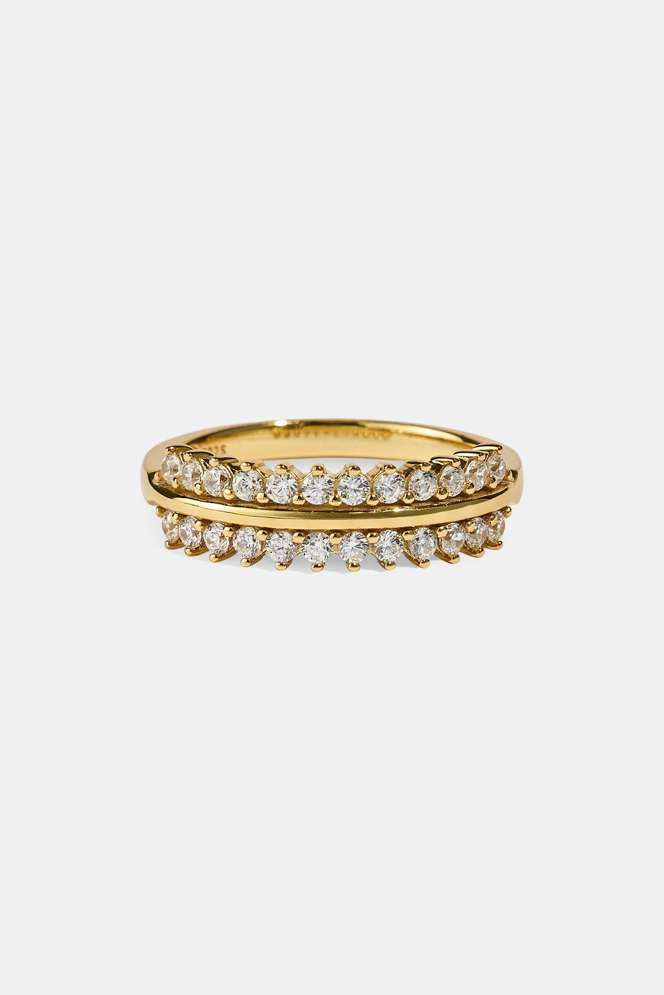 Iced & Polished Oval Band Ring - Gold