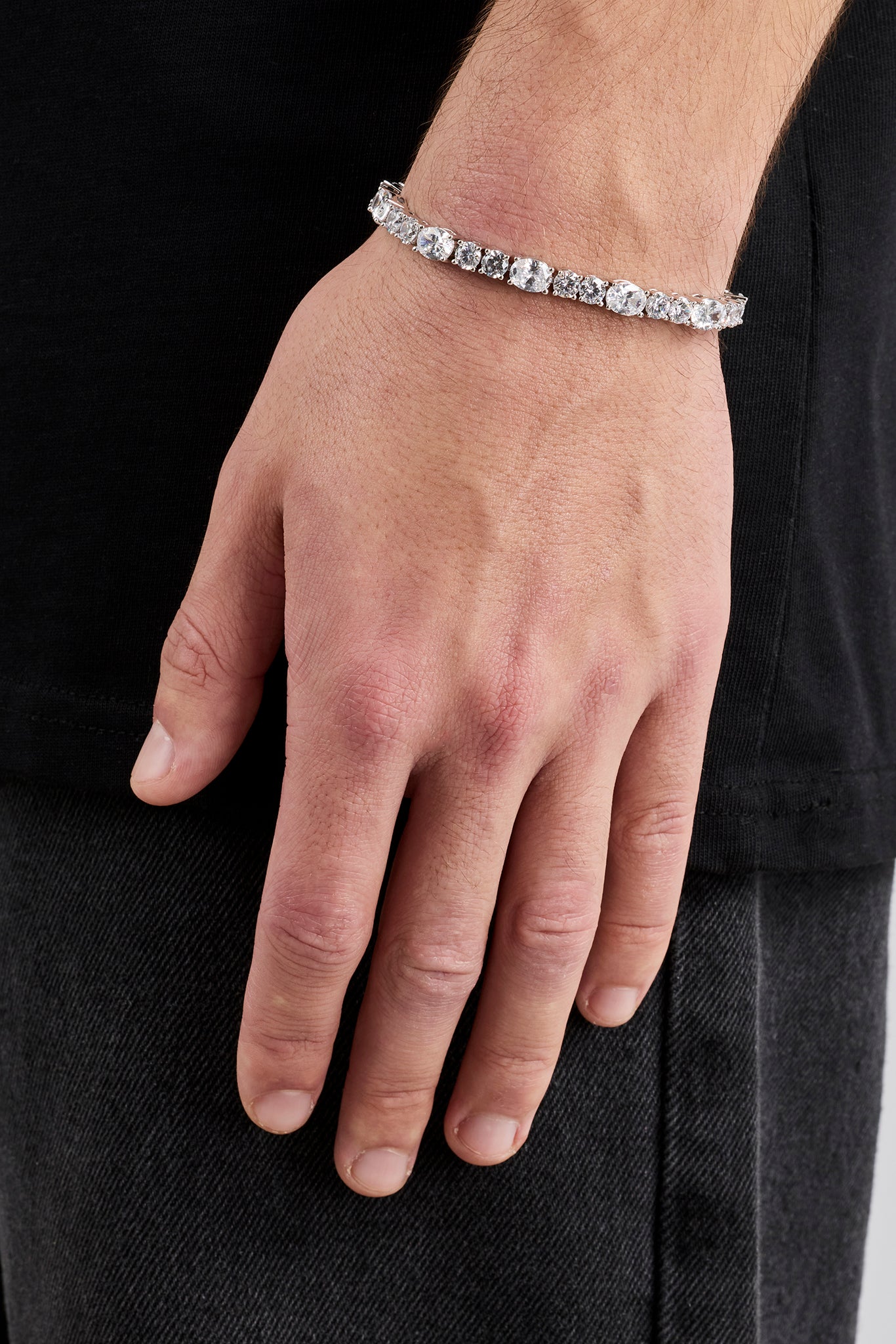 Iced Round & Oval Stone Tennis Bracelet - 6mm