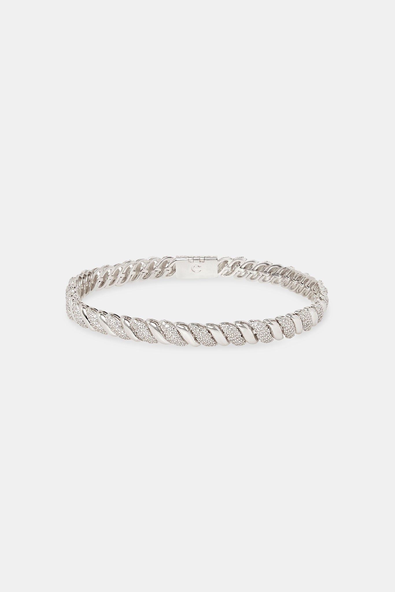Polished & Iced Rope Link Bracelet - 6mm
