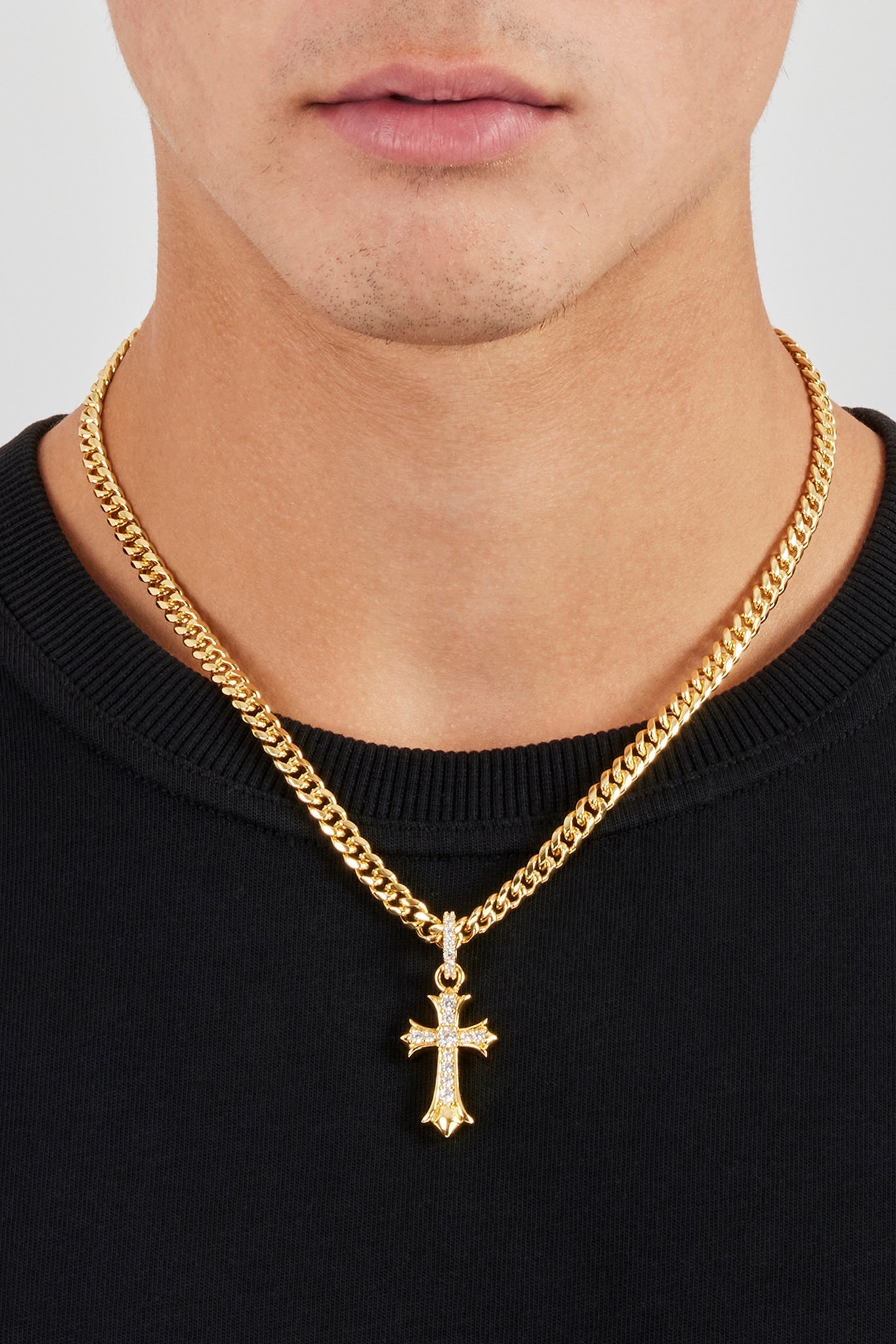 Chunky Cross Polished Cuban Chain - 5mm - Gold