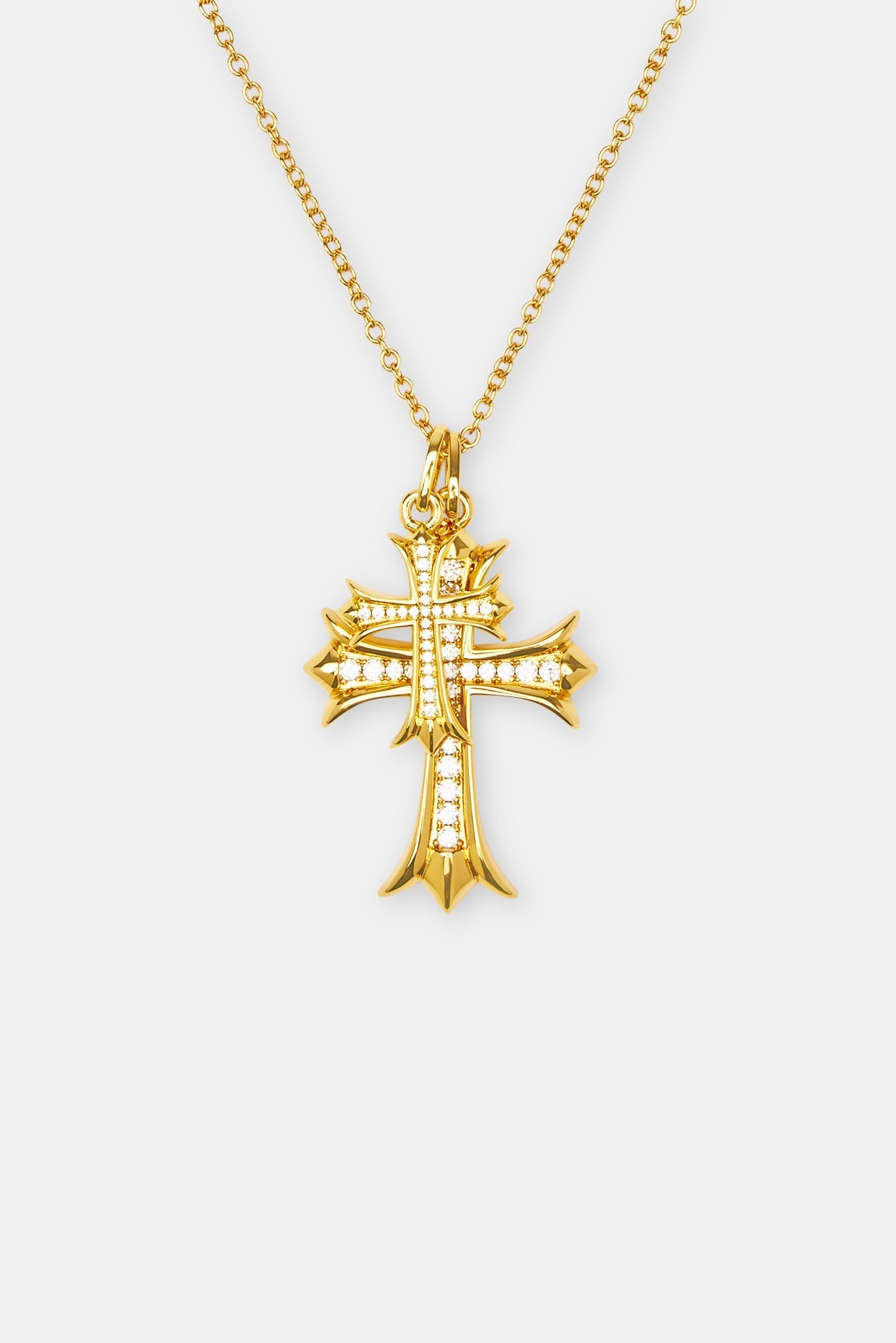 Double Iced Cross Necklace - 40mm