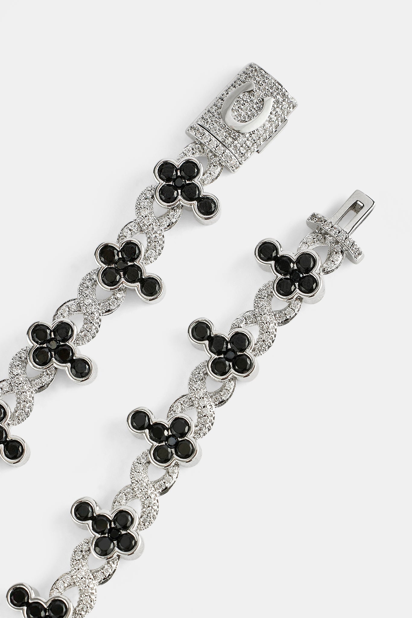 Iced Black Cross Infinity Link Bracelet - 10mm