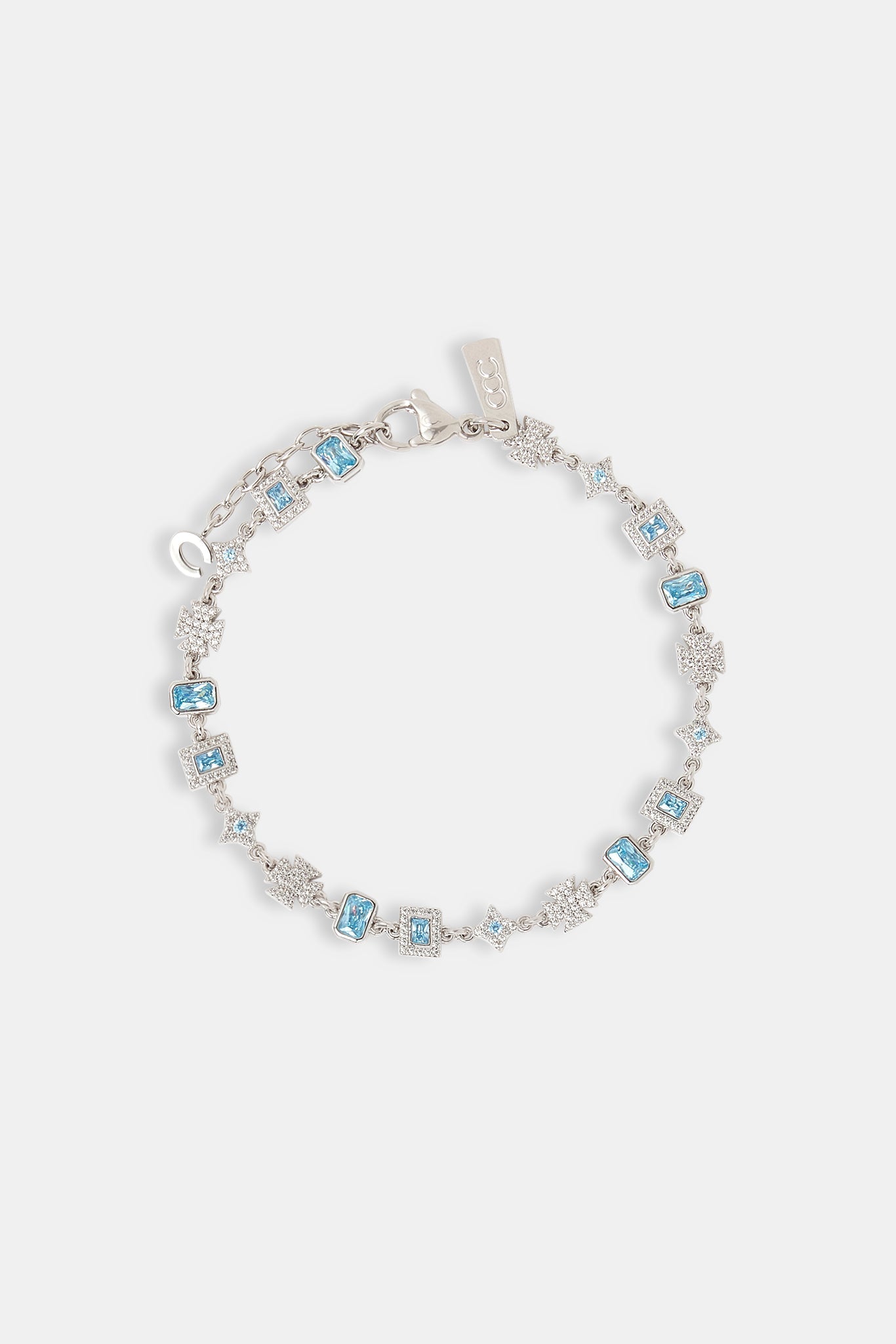 Iced Blue Gemstone & Motif Bracelet - 6mm