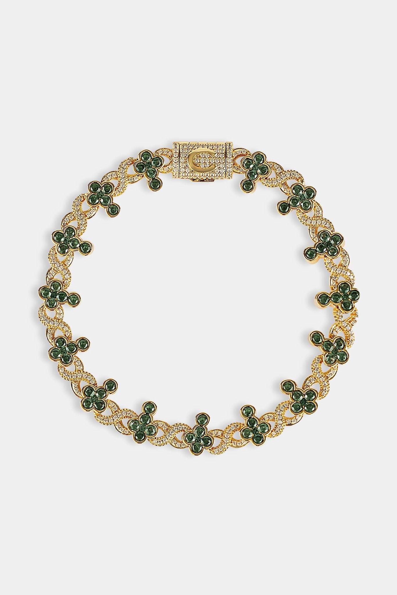 Iced Green Cross Infinity Link Bracelet - 10mm