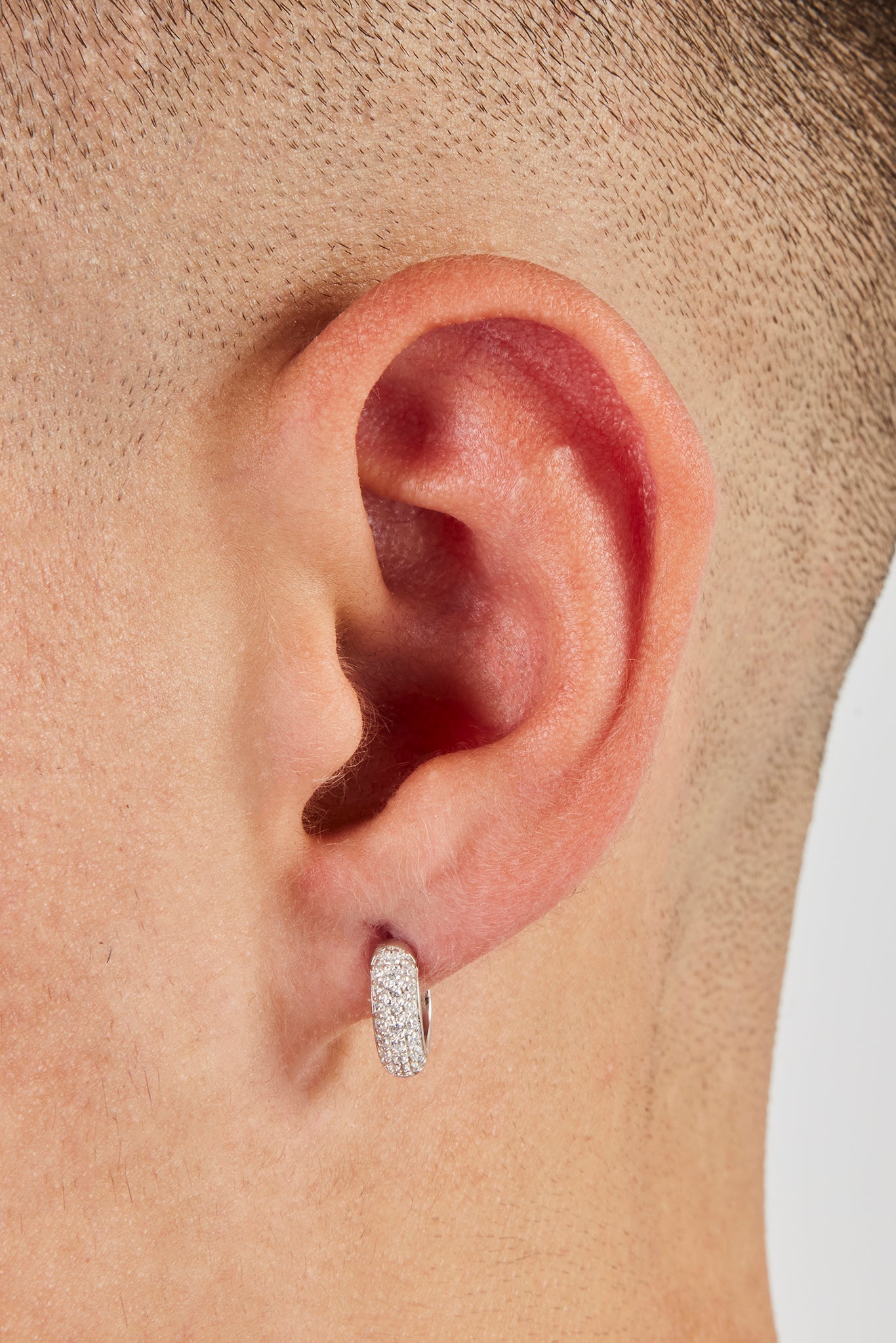 Iced Pave Micro Huggie Earrings - 12mm