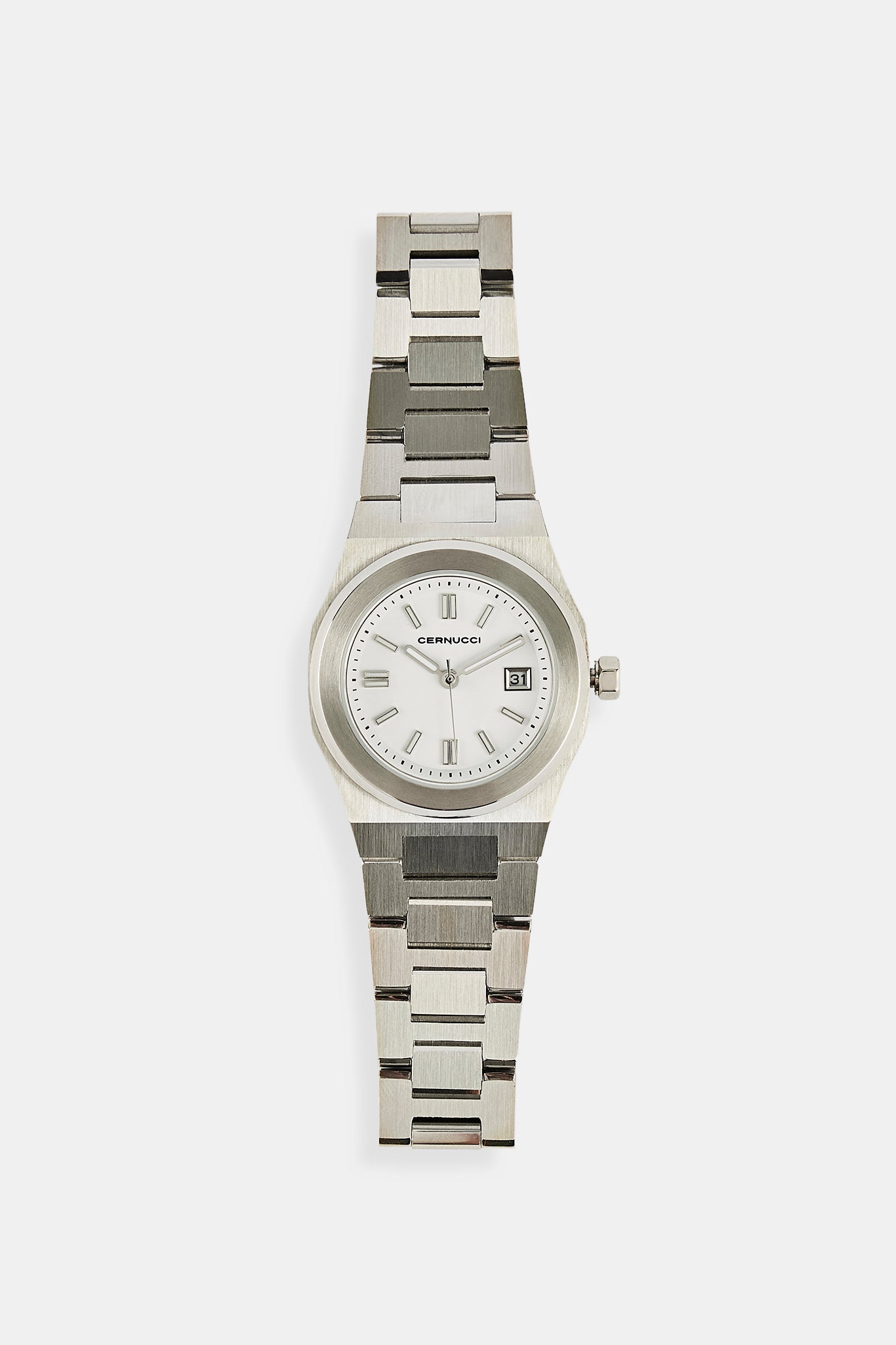 Cernucci White Dial Polished Watch - Silver
