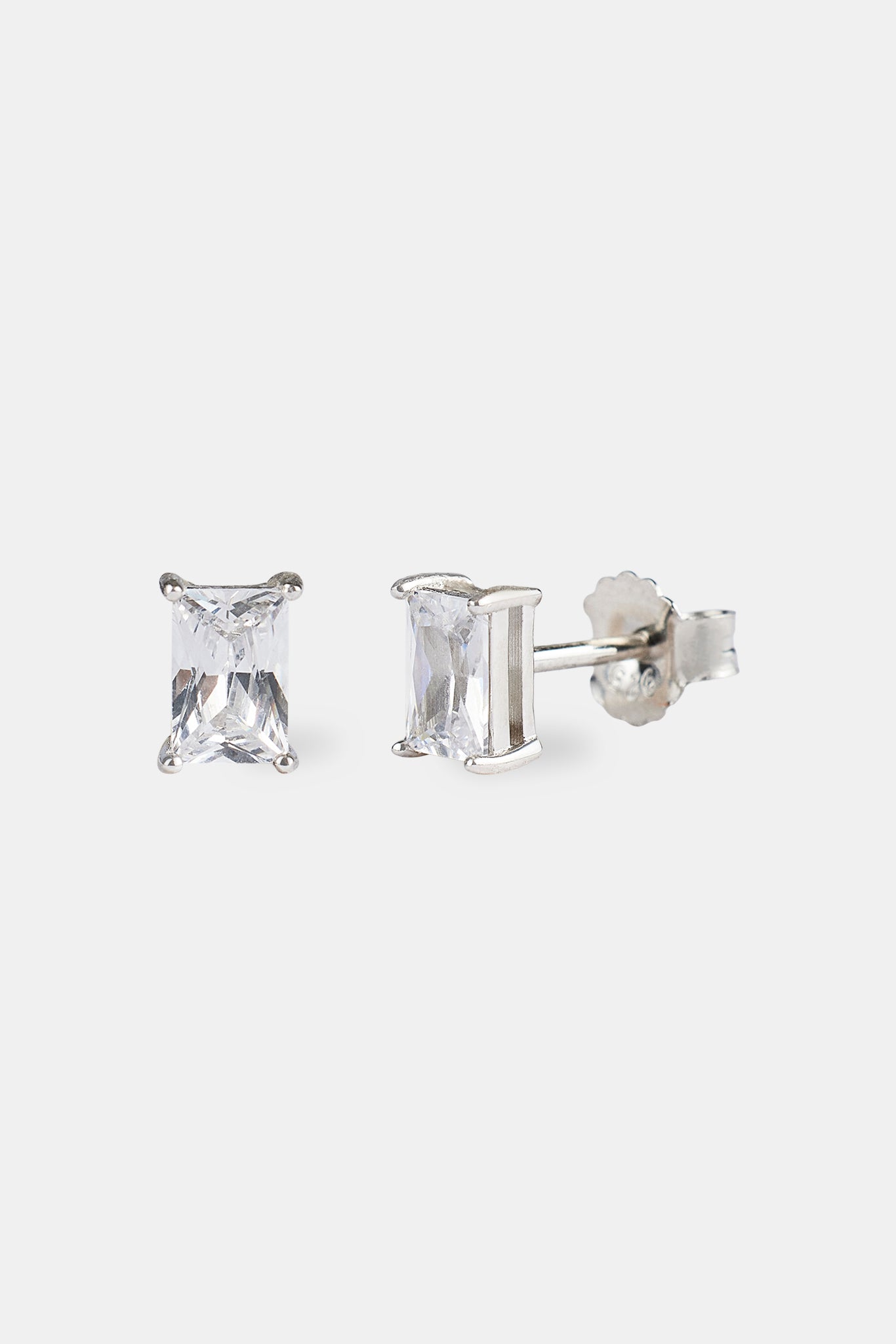 Baguette Stone Stud Earrings - 6mm