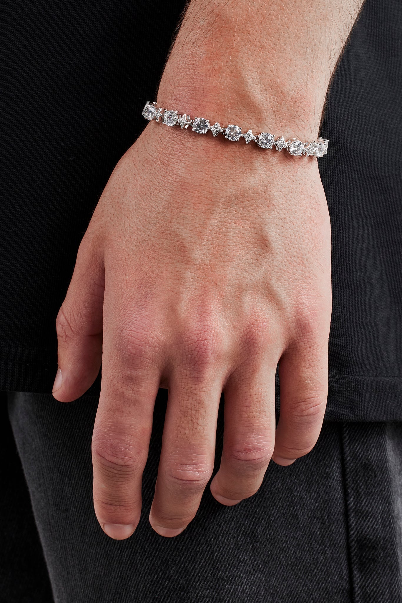 Motif & Clear Gemstone Bracelet - 6mm