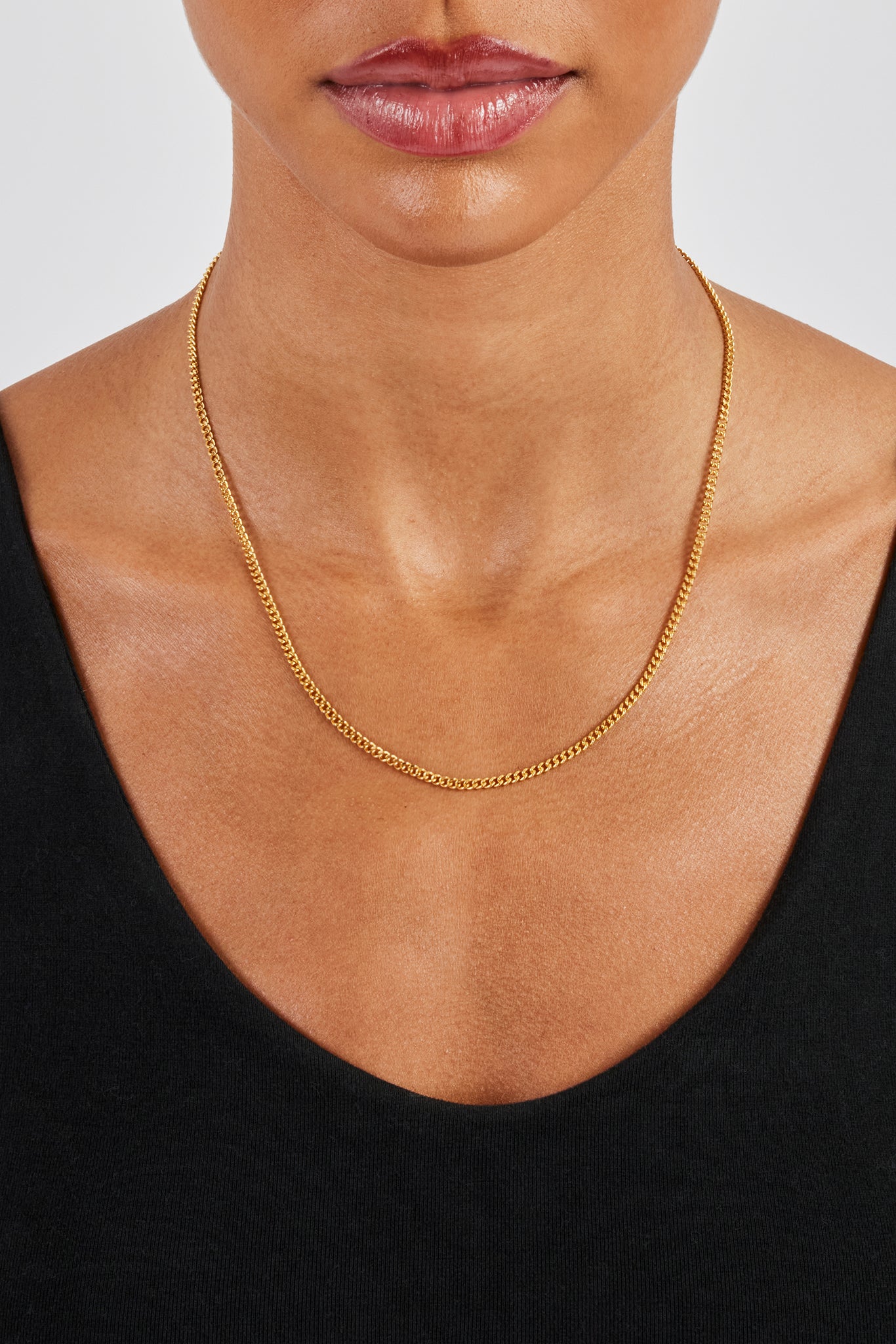 Womens 2.5mm Micro Cuban Chain - Gold