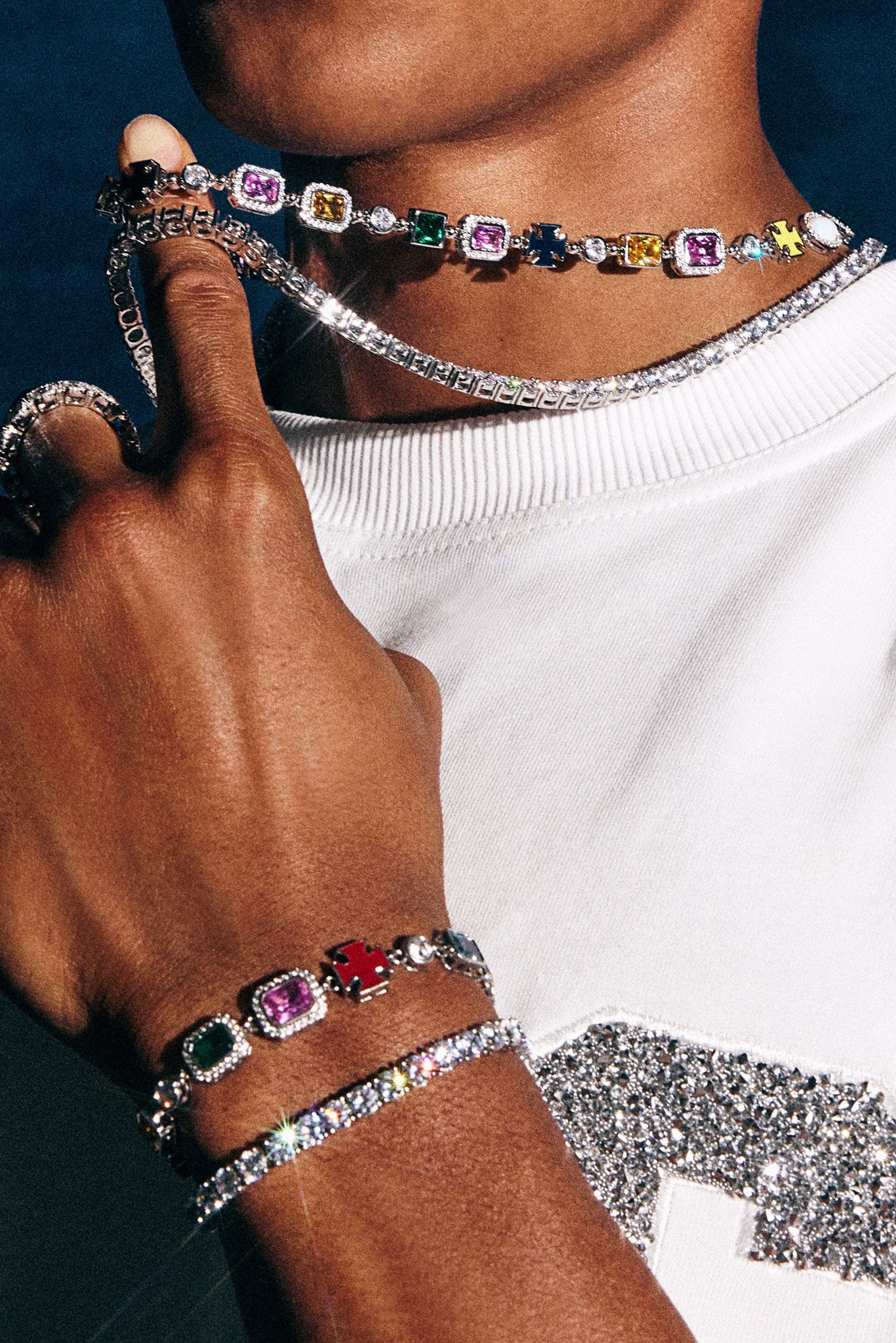 Multi Gemstone Motif Bracelet - 10mm