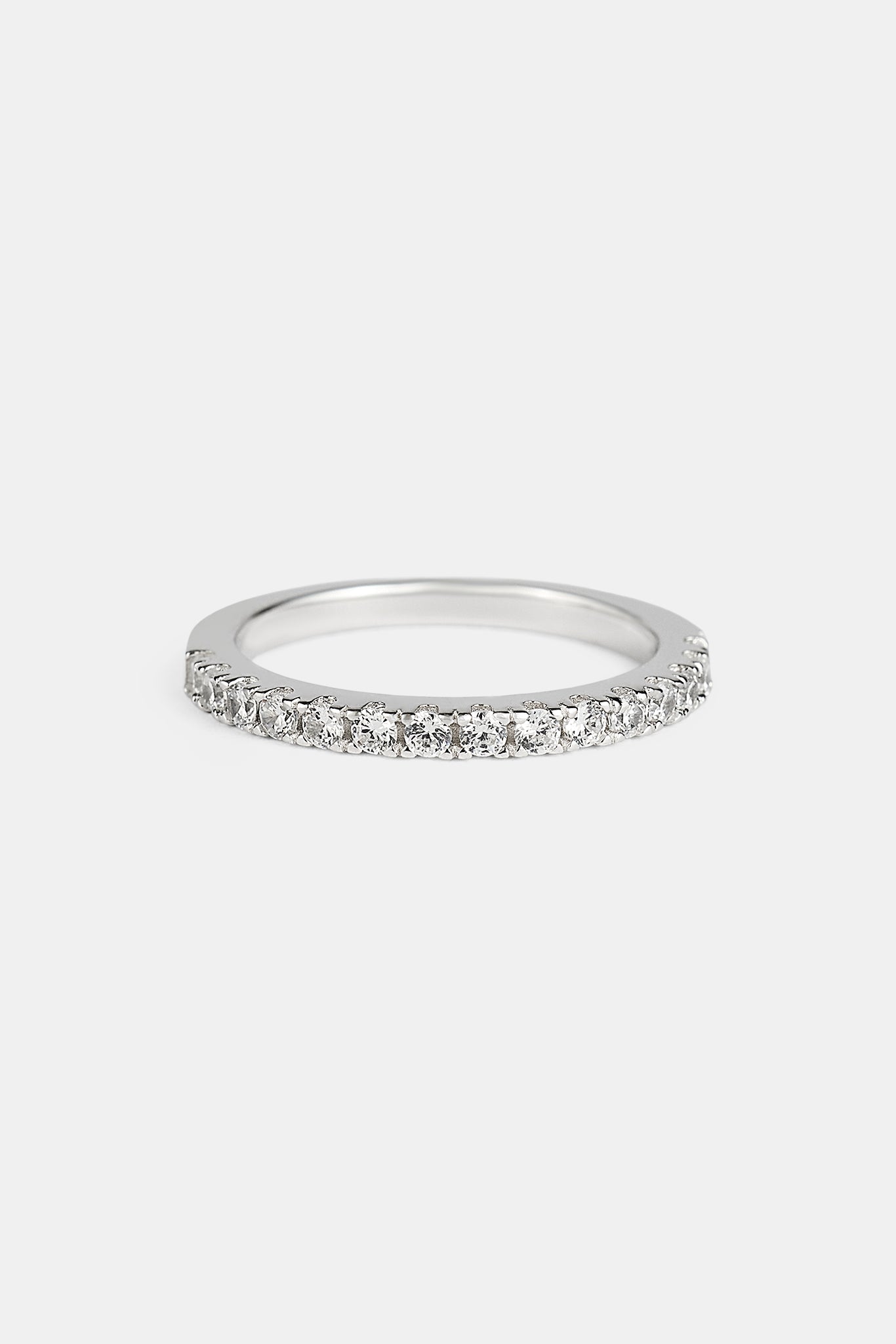 Iced Micro Tennis Ring - 2mm - White