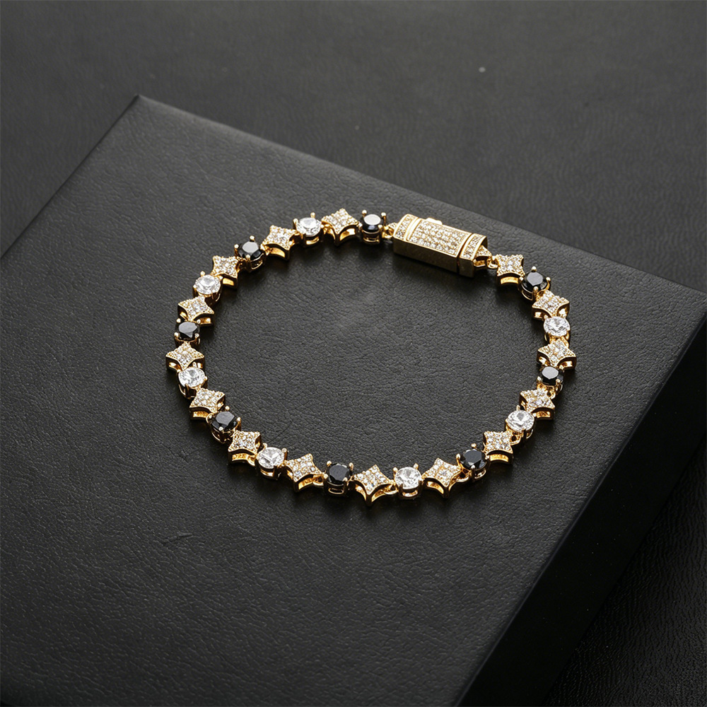 Chocolate Motif Mixed Stone Bracelet - 8mm - Gold