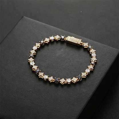 Chocolate Motif Mixed Stone Bracelet - 8mm - Gold