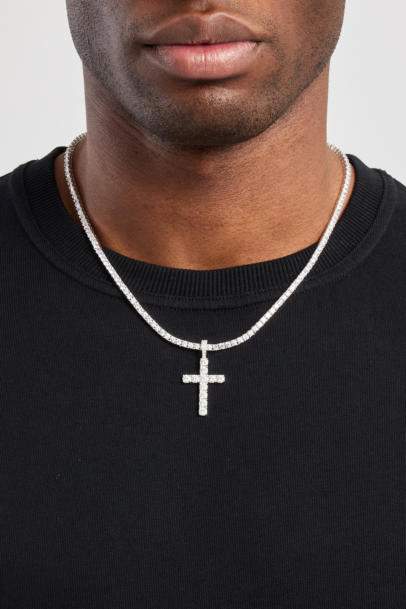 Moissanite Cross Pendant - 30mm
