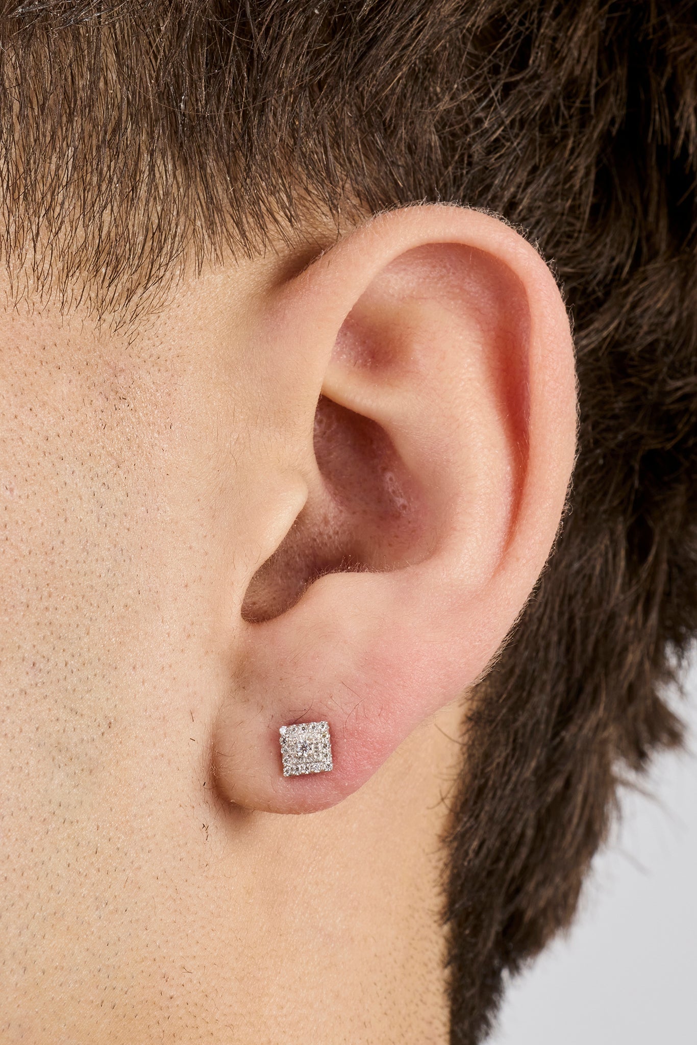 Moissanite Iced Centre Stud Earrings - 5mm