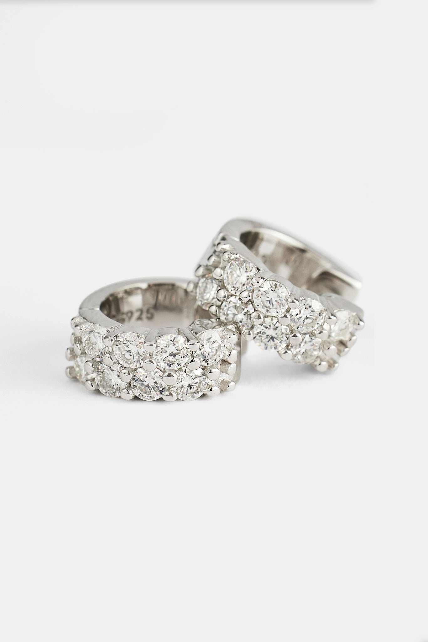 Moissanite Double Row Huggie Earrings - 12mm