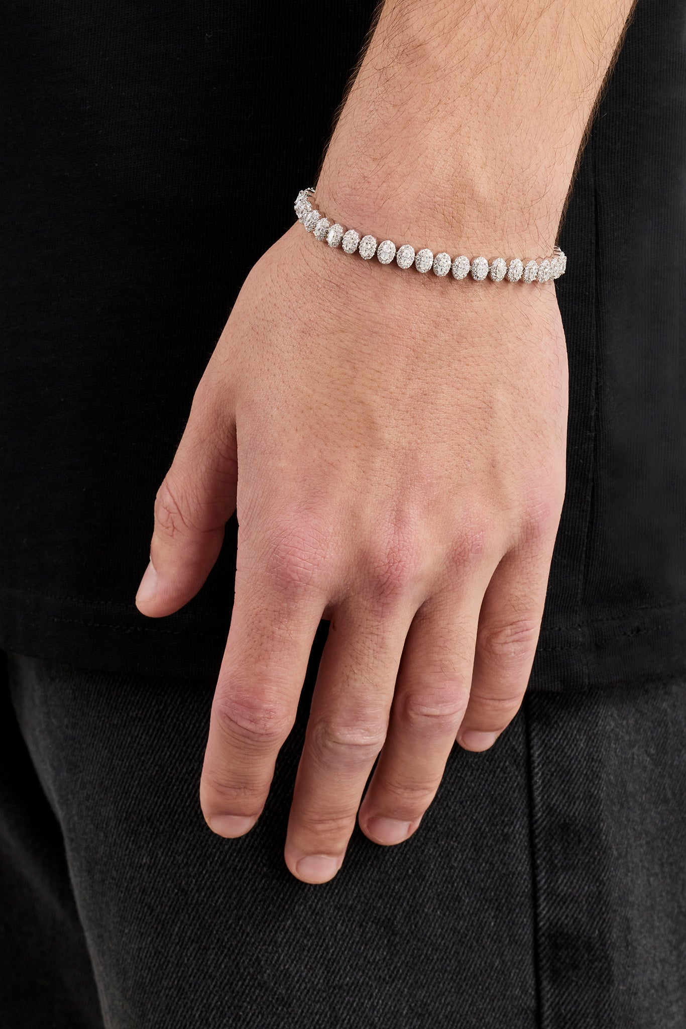 Moissanite Oval Cluster Bracelet - 6mm