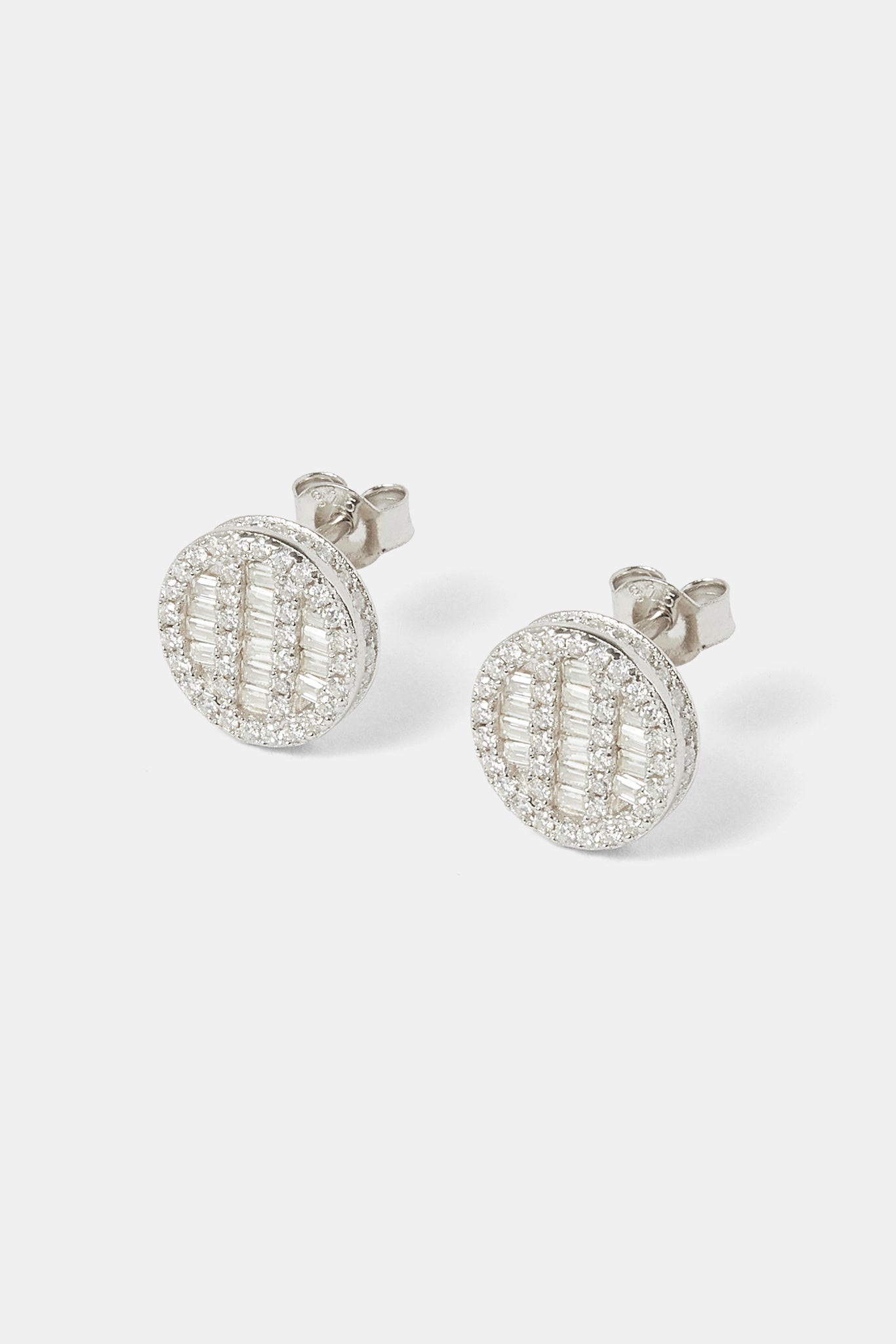 Moissanite Round Baguette Stud Earrings - 10mm