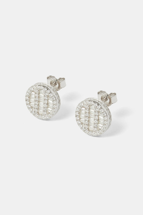 Moissanite Round Baguette Stud Earrings - 10mm