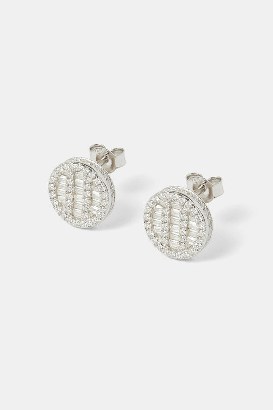 Moissanite Round Baguette Stud Earrings - 10mm