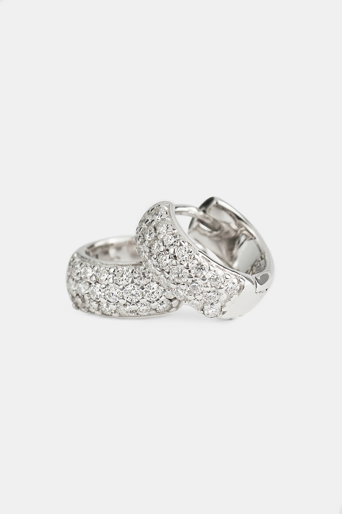 Moissanite Pave Huggie Earrings - 12mm