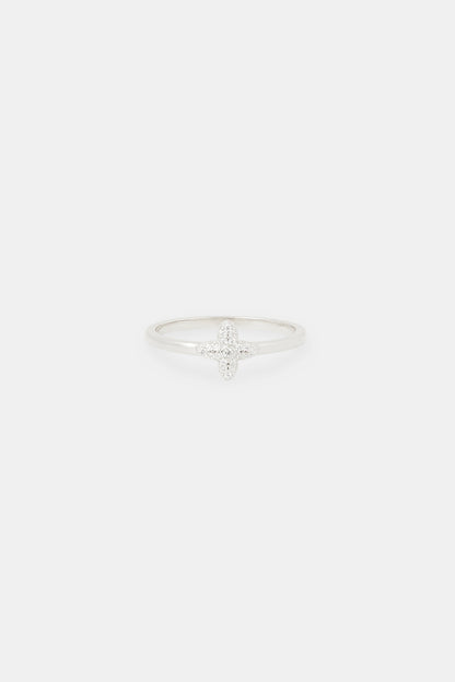 8mm Iced Pave Motif Ring - White