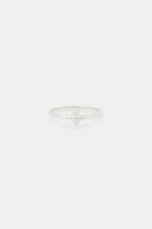 8mm Iced Pave Motif Ring - White